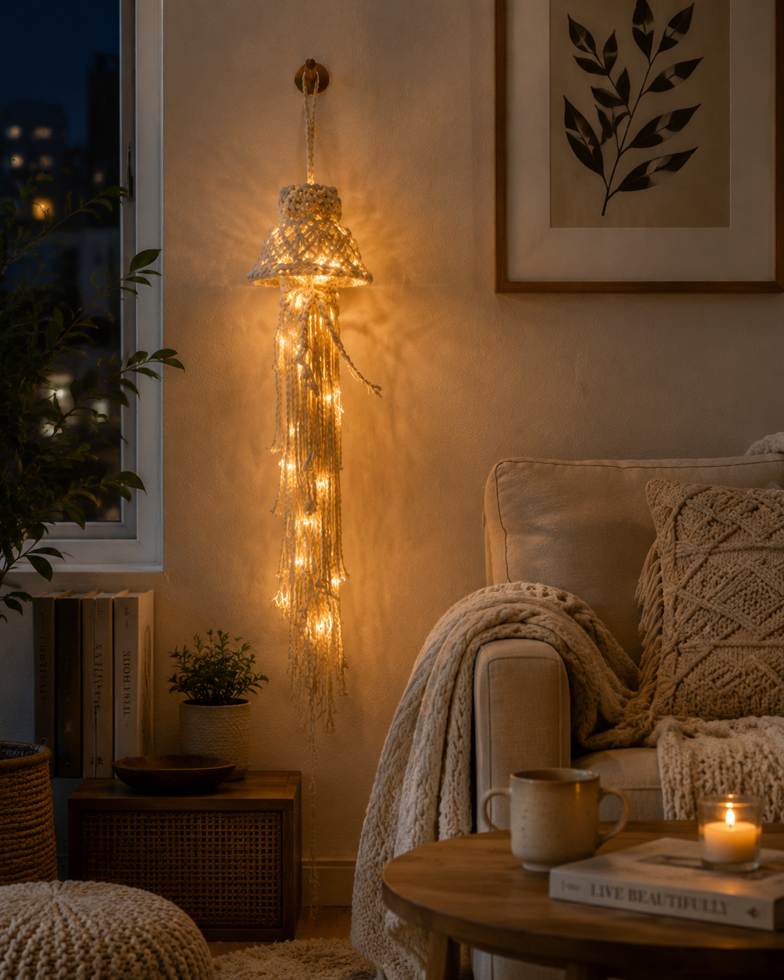 Lighted Woven Spirit Hanging Decor