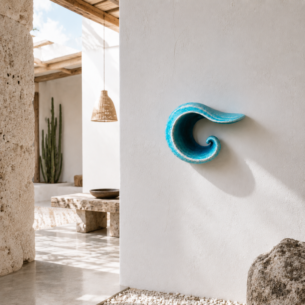 Sculptural Ocean Wave Floating Shelf