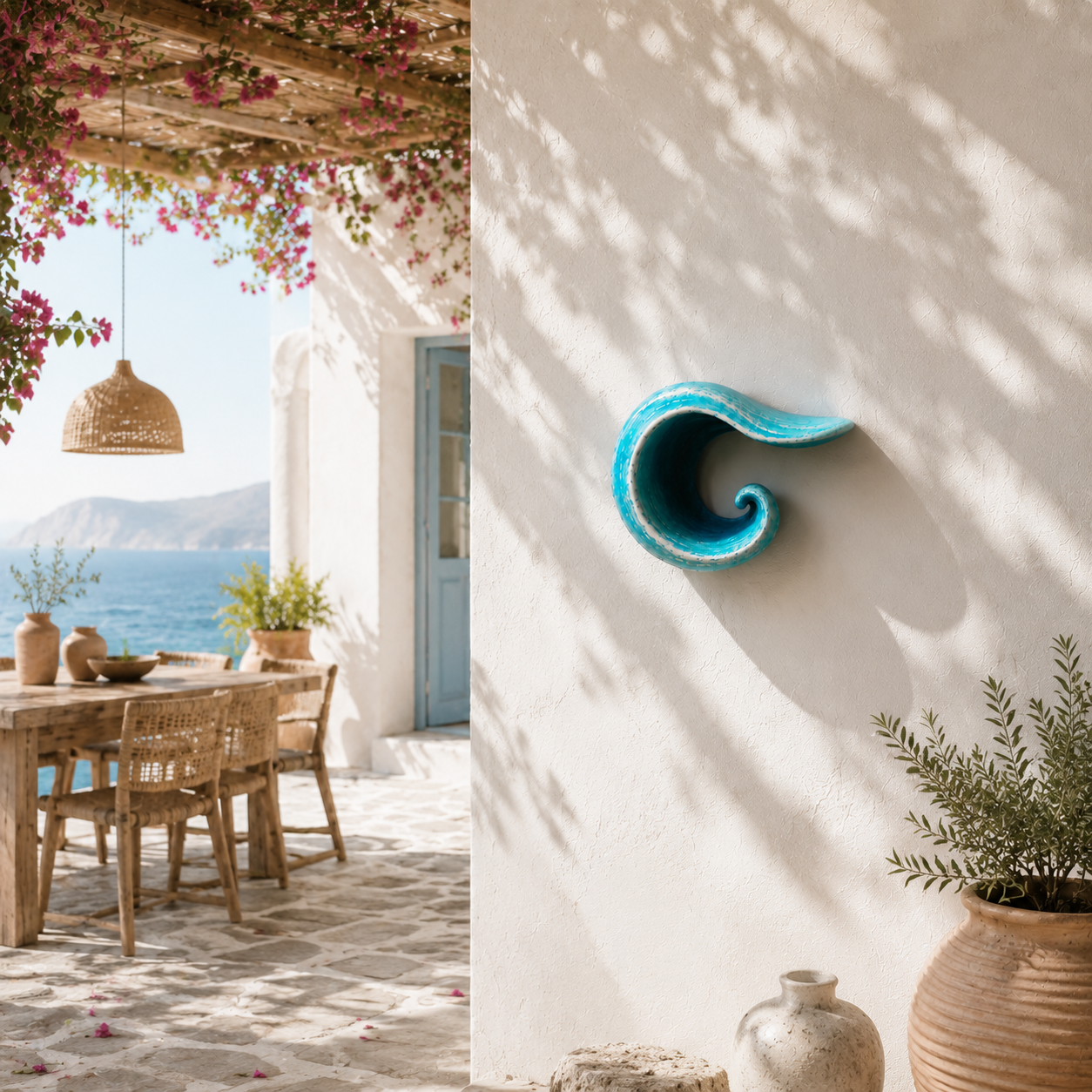 Sculptural Ocean Wave Floating Shelf