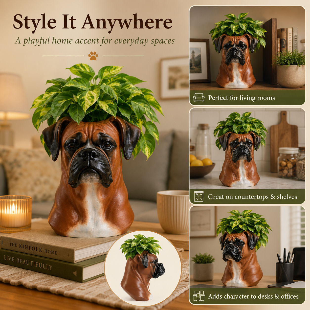 Lord Brutus Boxer Dog Planter for Dog Lovers