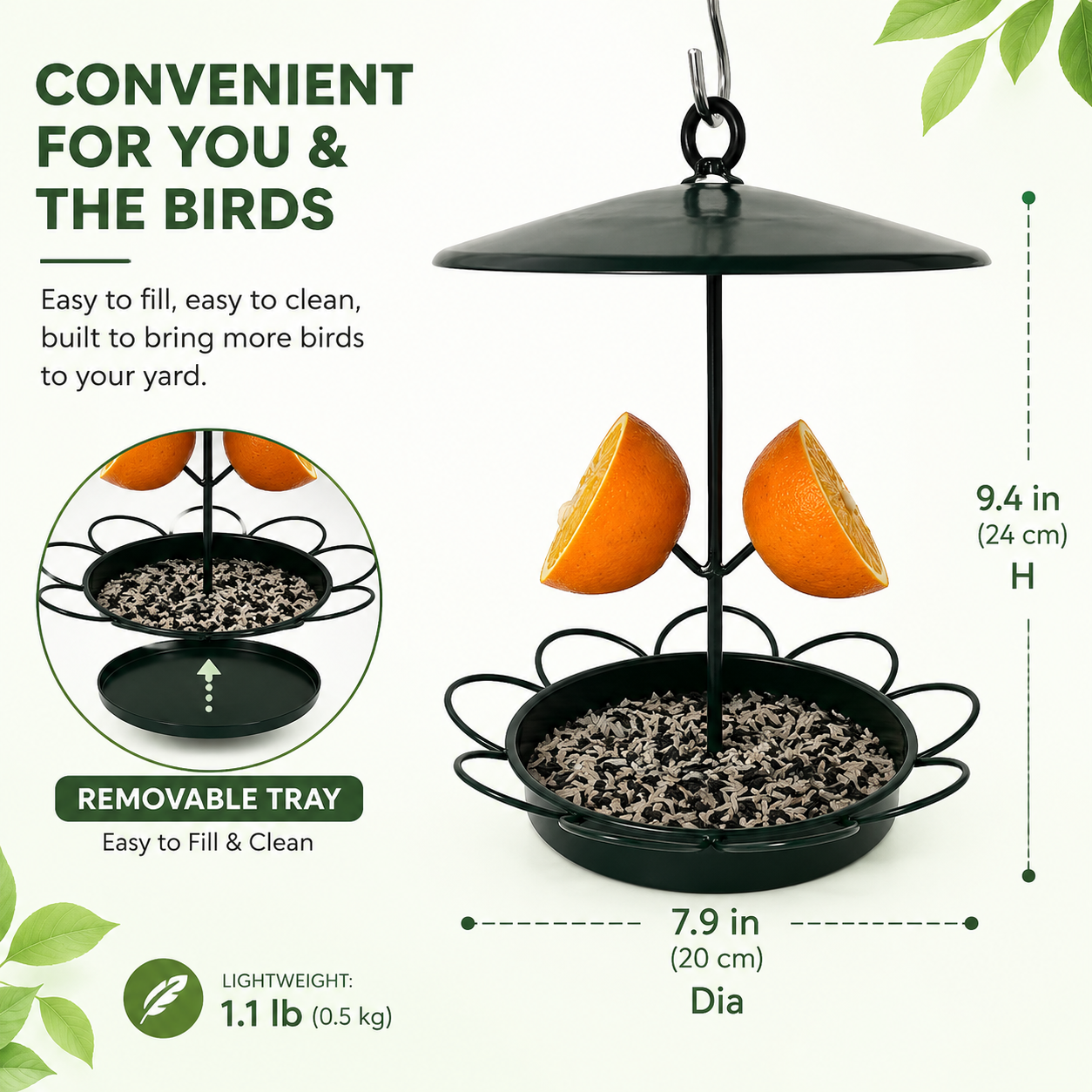 Sunflower Fruit-Insert Rainproof Hanging Bird Feeder – Removable Metal Hummingbird & Bird Cage