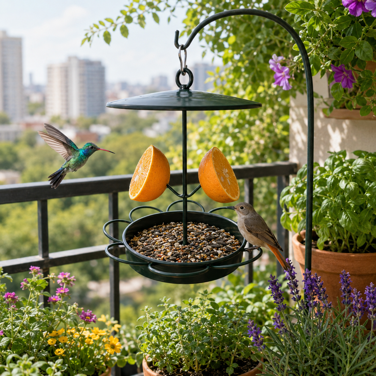 Sunflower Fruit-Insert Rainproof Hanging Bird Feeder – Removable Metal Hummingbird & Bird Cage