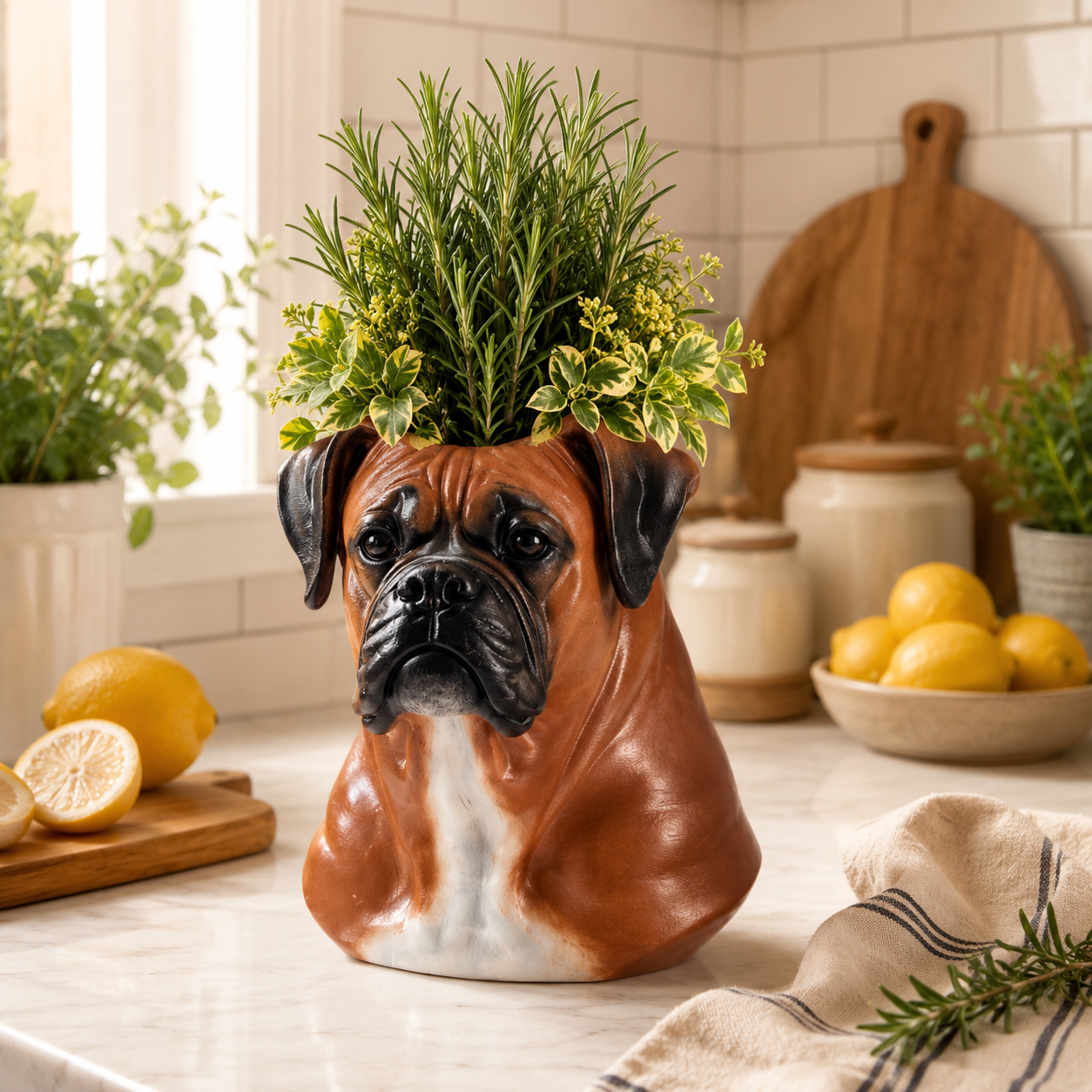 Lord Brutus Boxer Dog Planter for Dog Lovers