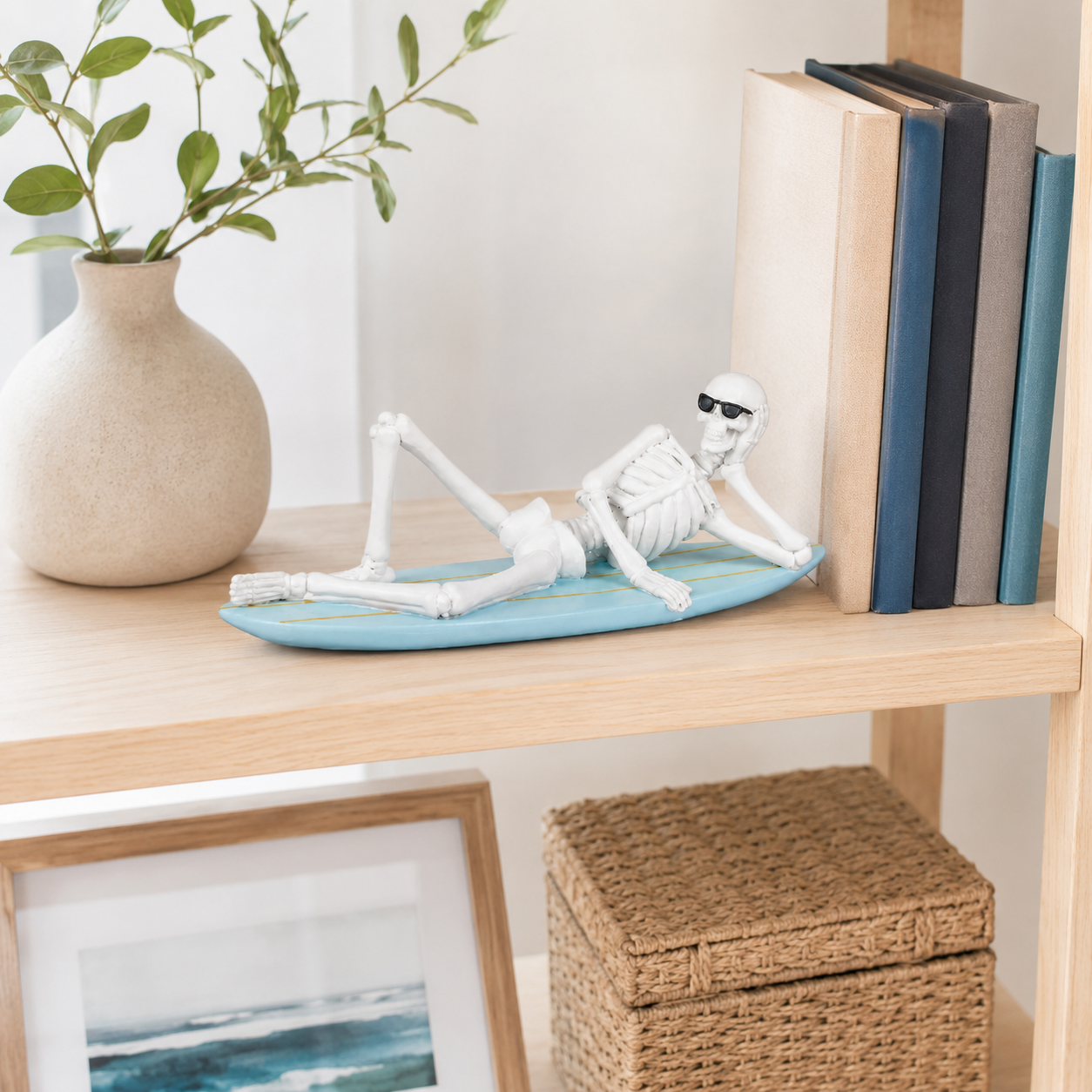 Cool Skeleton Surfboard Figurine