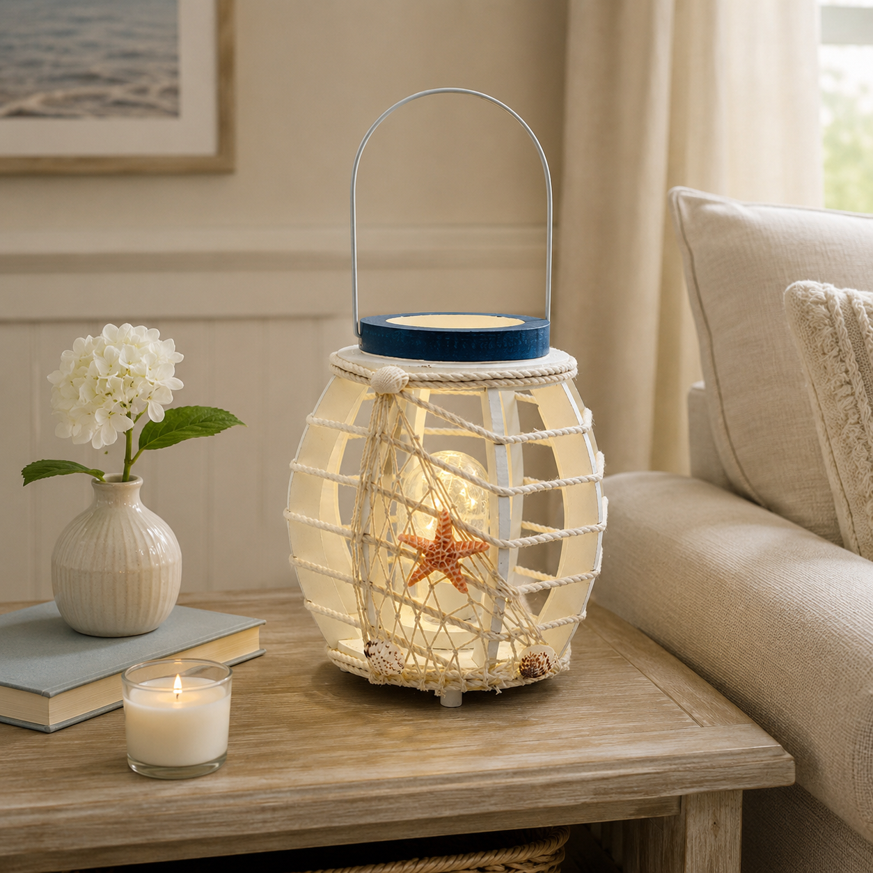Coastal Seashell LED Lantern