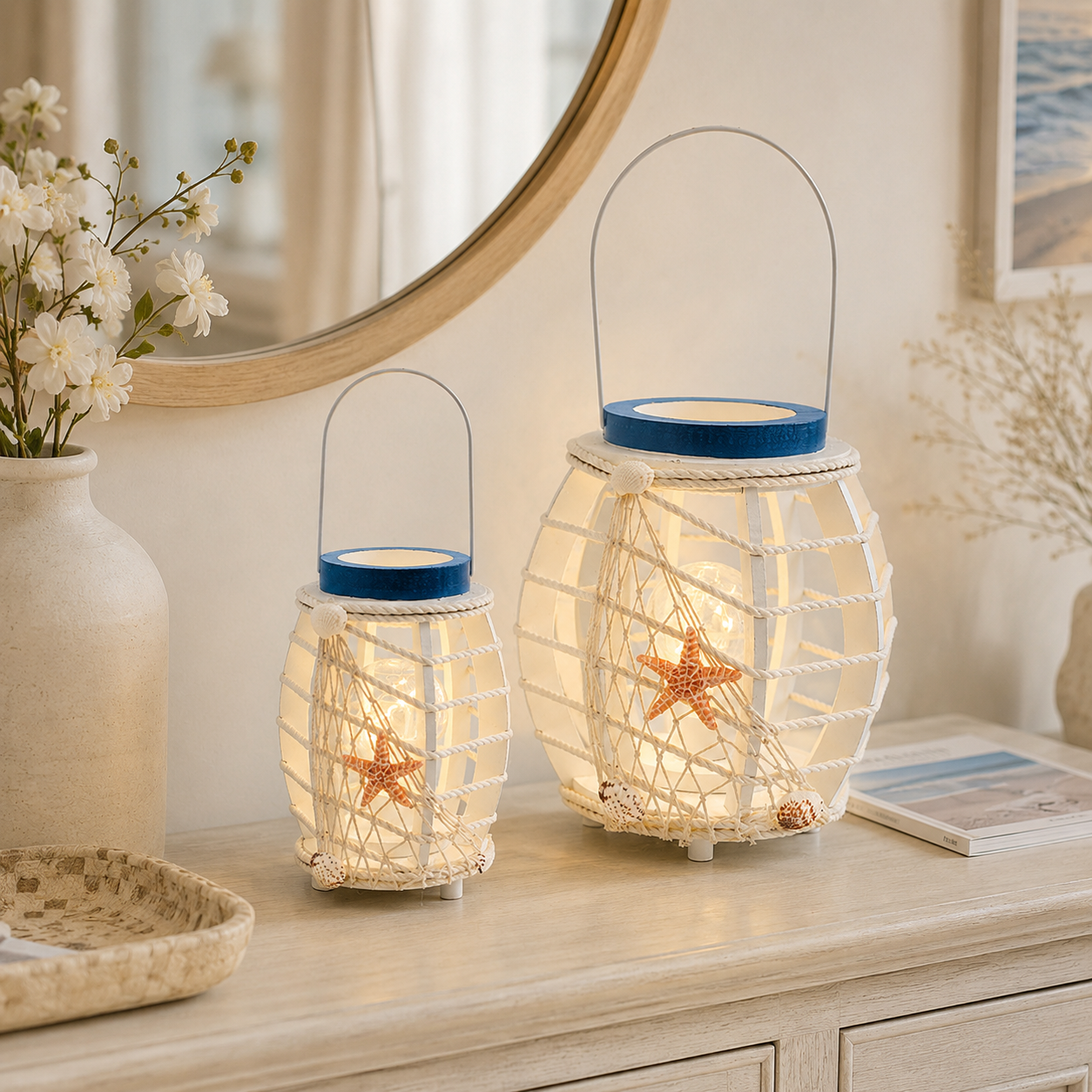 Coastal Seashell LED Lantern