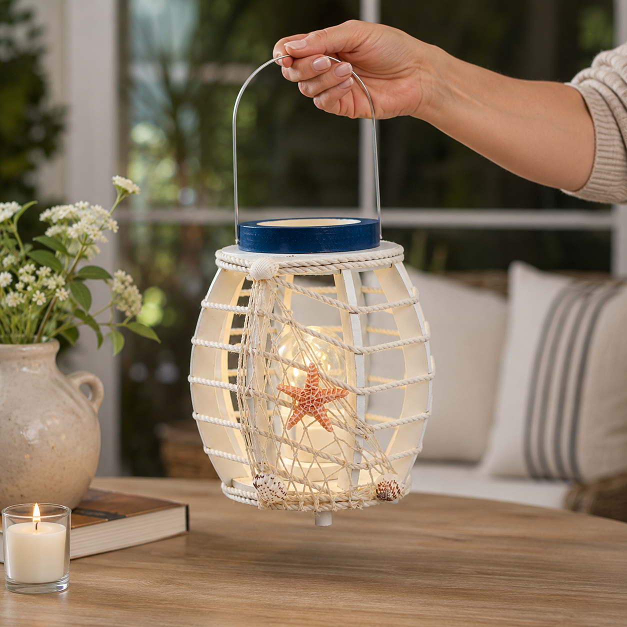 Coastal Seashell LED Lantern