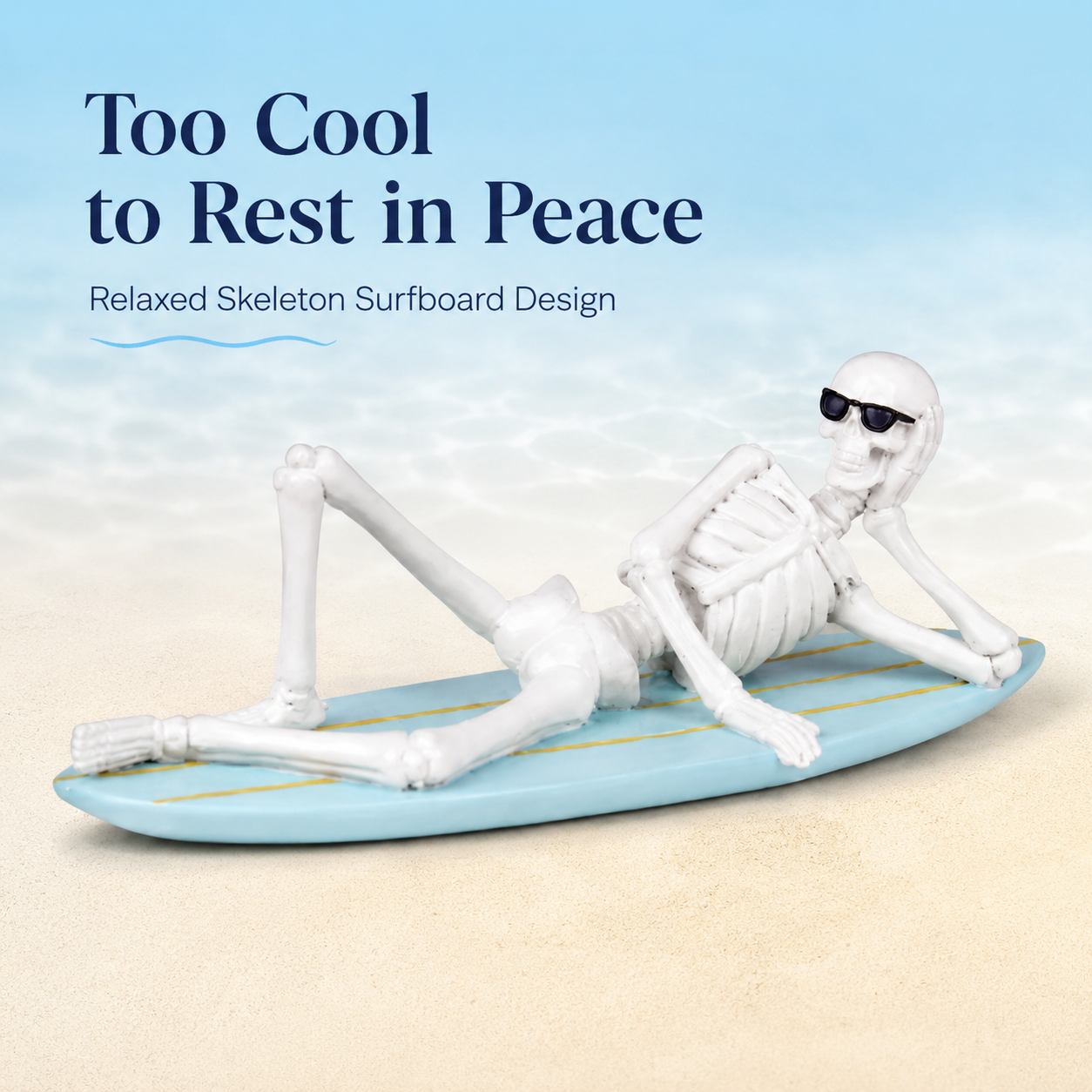 Cool Skeleton Surfboard Figurine