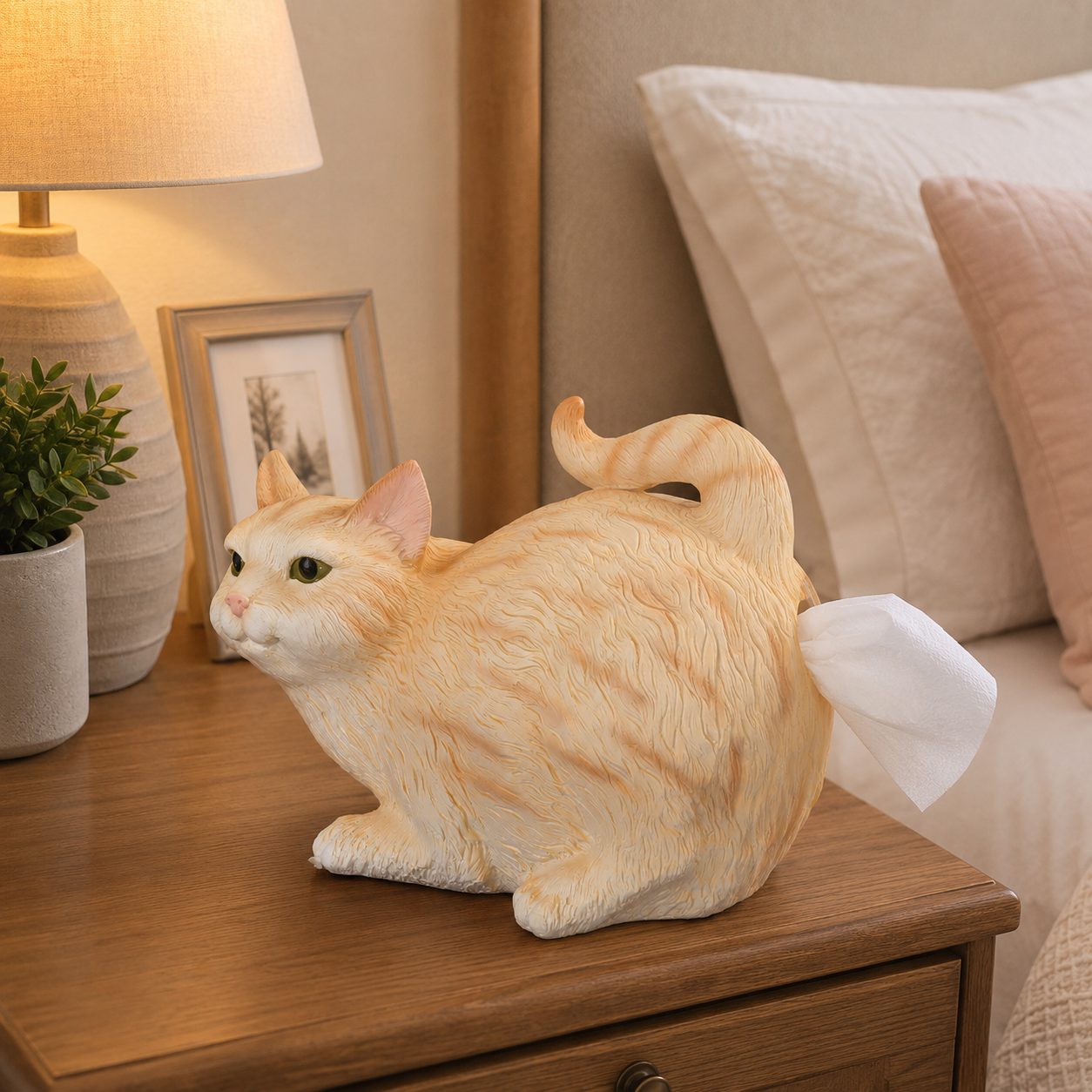 Realistic Cat Tissue Holder – Luxury Resin Desktop Decor