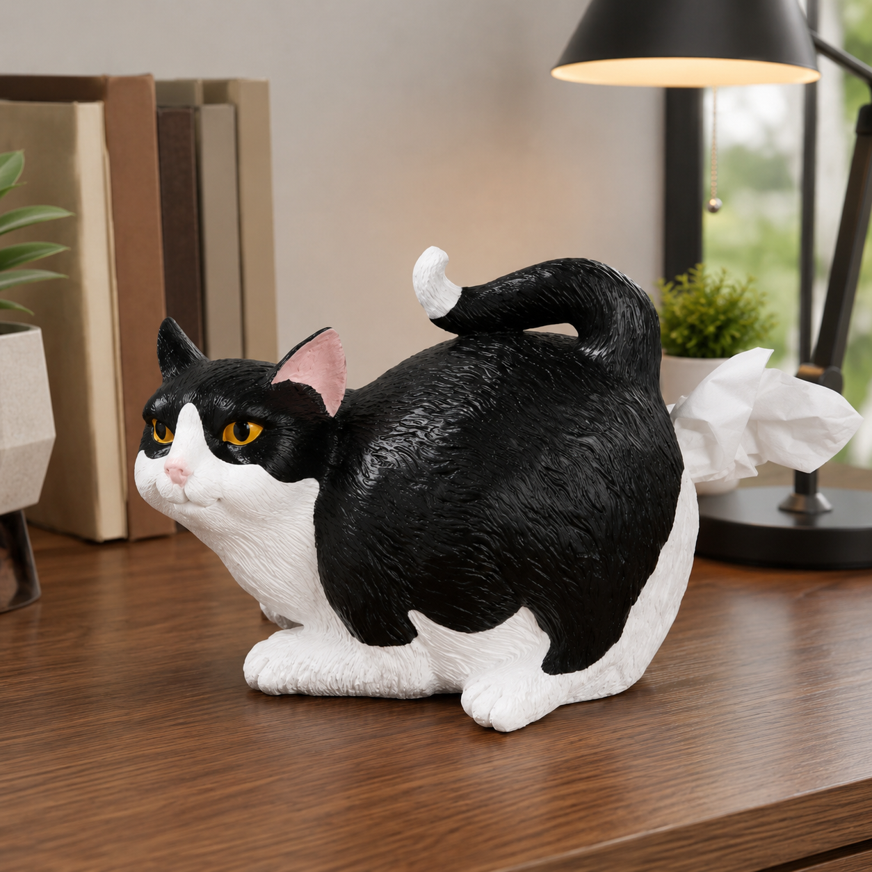 Realistic Cat Tissue Holder – Luxury Resin Desktop Decor