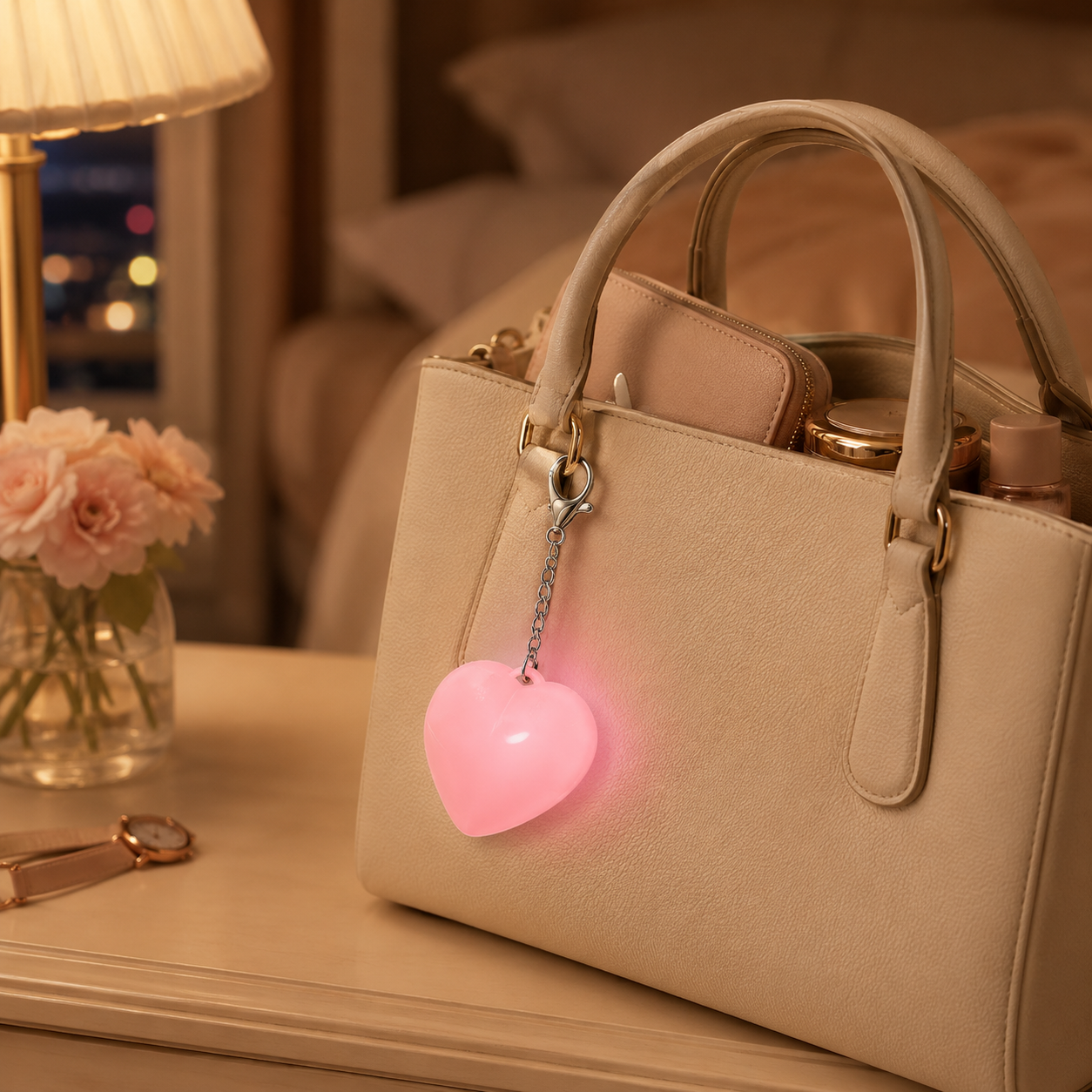 Rechargeable Touch Night Light Keychain, Cute Heart/Paw/Cloud Bag Light for Purse, Backpack, Keys & Travel