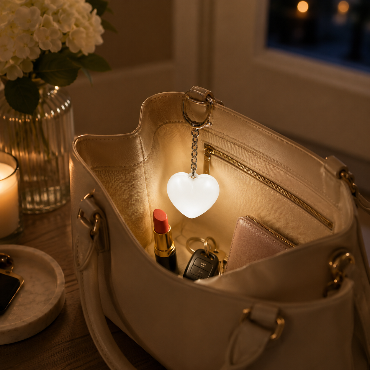 Rechargeable Touch Night Light Keychain, Cute Heart/Paw/Cloud Bag Light for Purse, Backpack, Keys & Travel