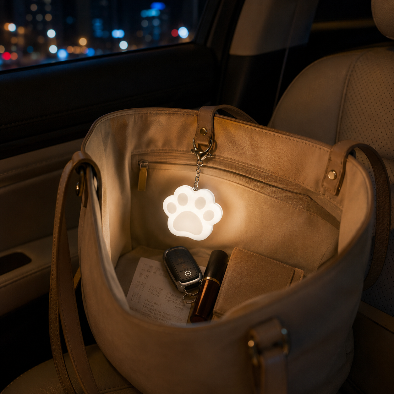 Rechargeable Touch Night Light Keychain, Cute Heart/Paw/Cloud Bag Light for Purse, Backpack, Keys & Travel