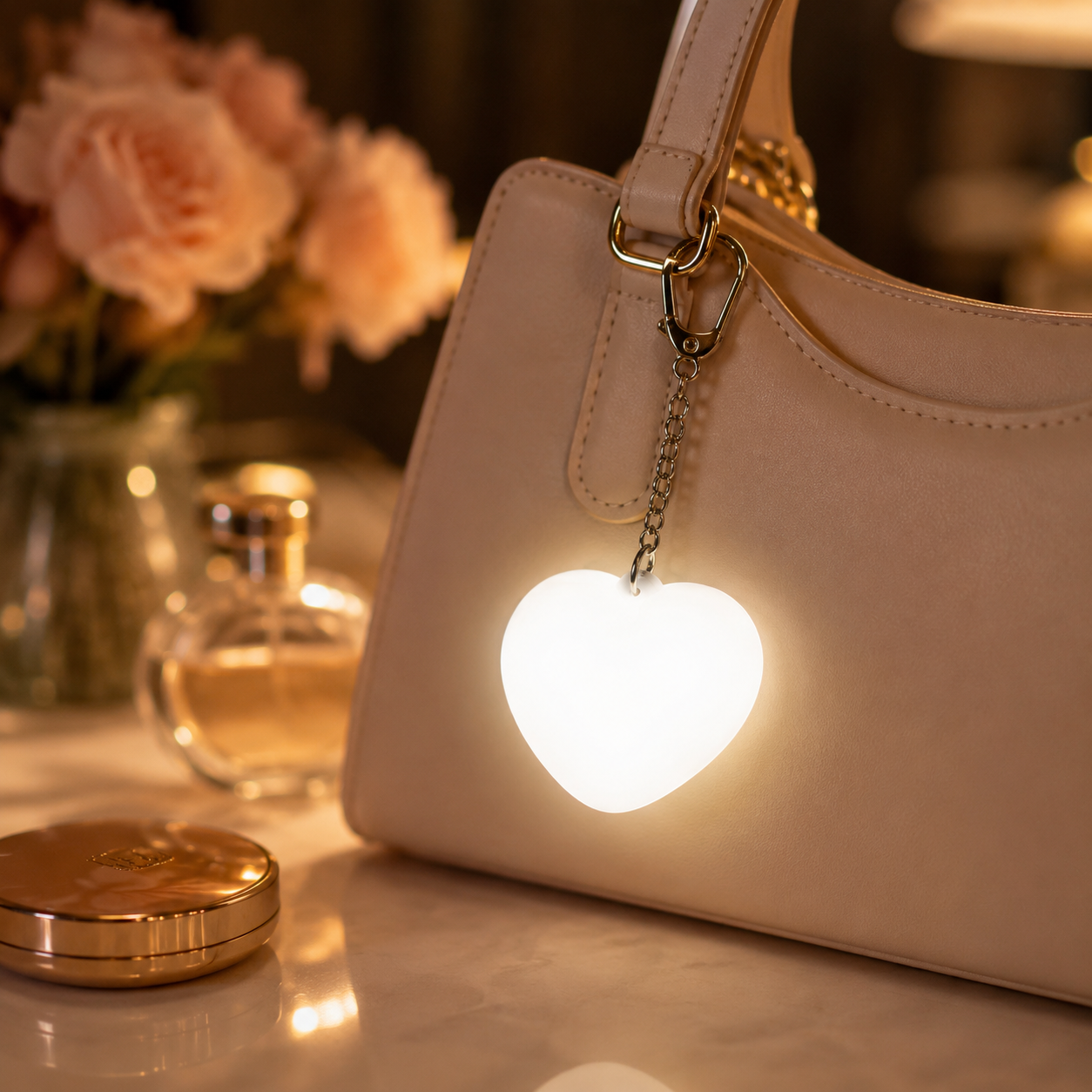 Rechargeable Touch Night Light Keychain, Cute Heart/Paw/Cloud Bag Light for Purse, Backpack, Keys & Travel