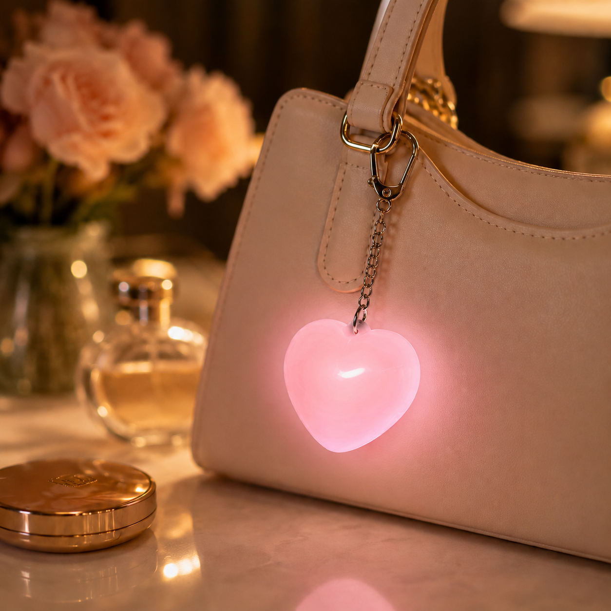 Rechargeable Touch Night Light Keychain, Cute Heart/Paw/Cloud Bag Light for Purse, Backpack, Keys & Travel
