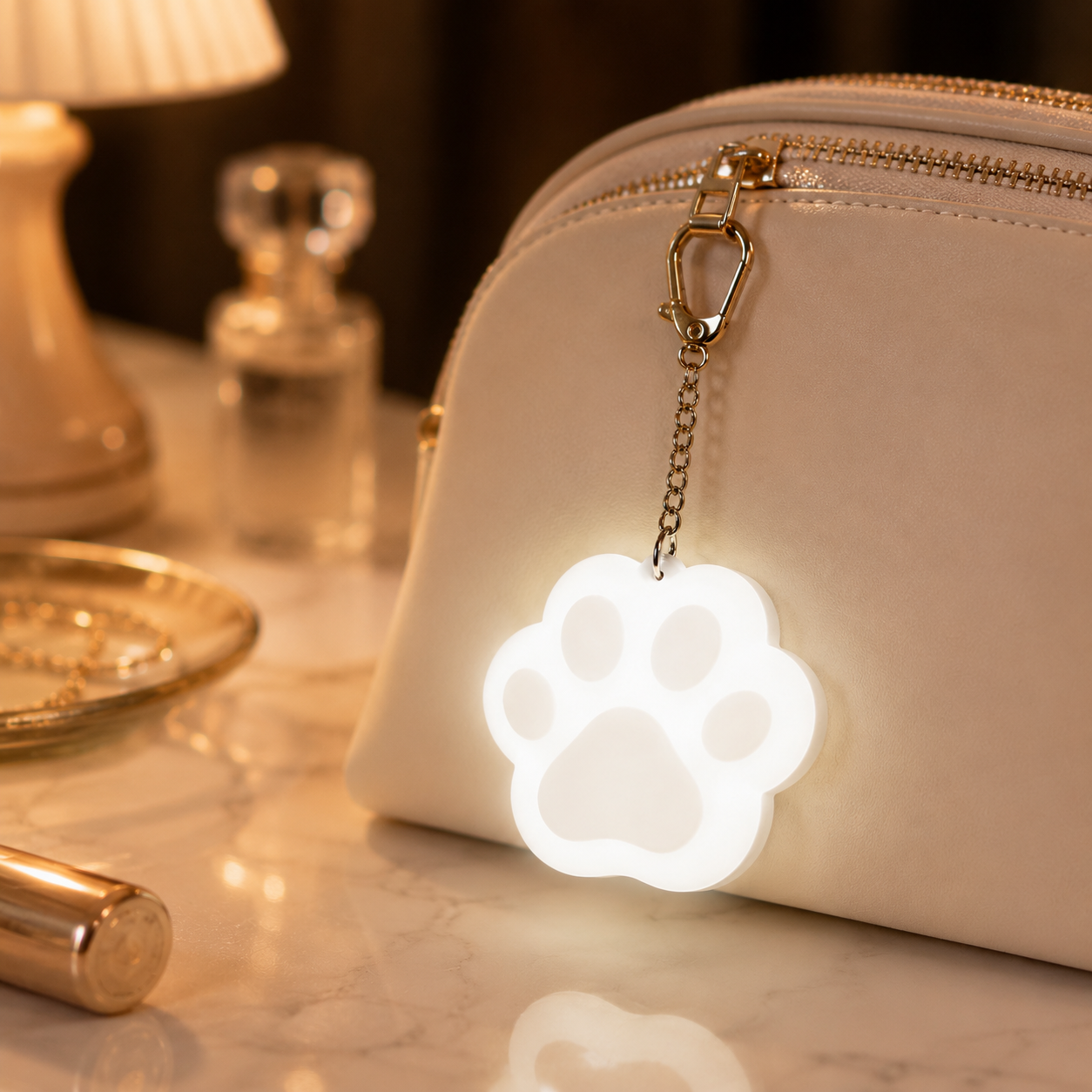 Rechargeable Touch Night Light Keychain, Cute Heart/Paw/Cloud Bag Light for Purse, Backpack, Keys & Travel
