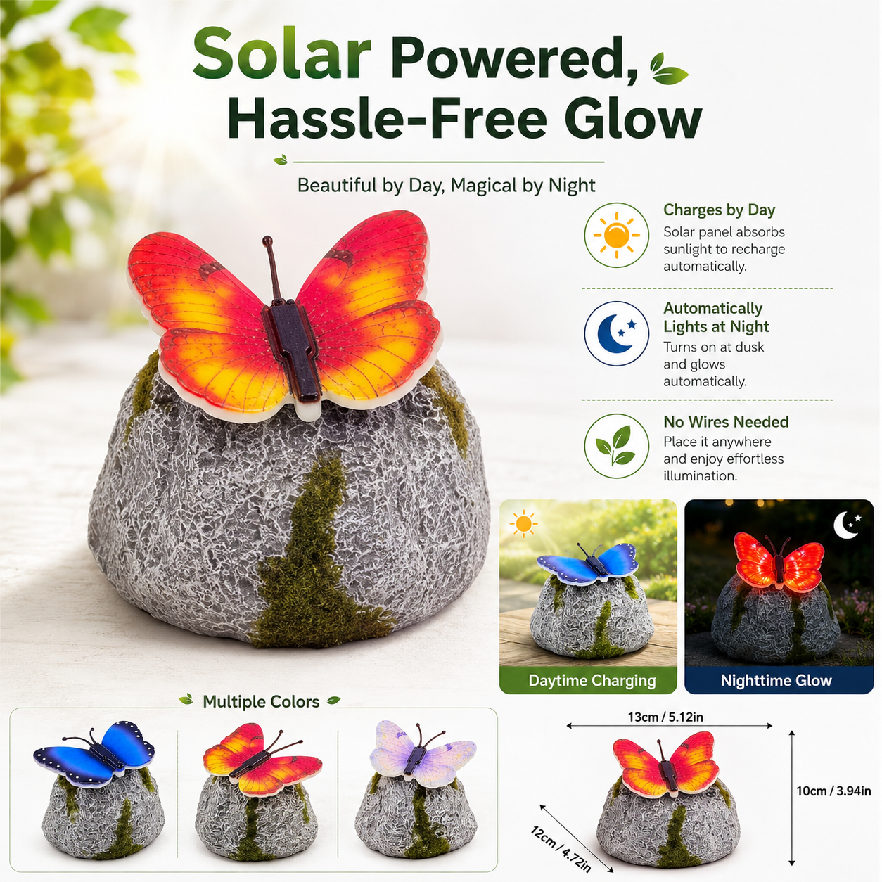 Glowing Butterfly Solar Rock Light for Garden Pathway Decor