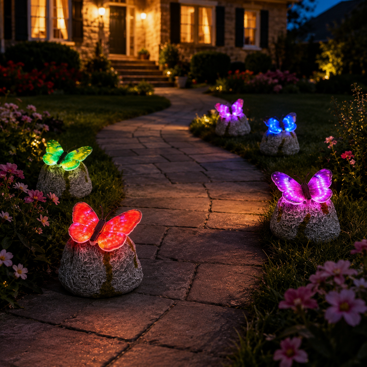 Glowing Butterfly Solar Rock Light for Garden Pathway Decor