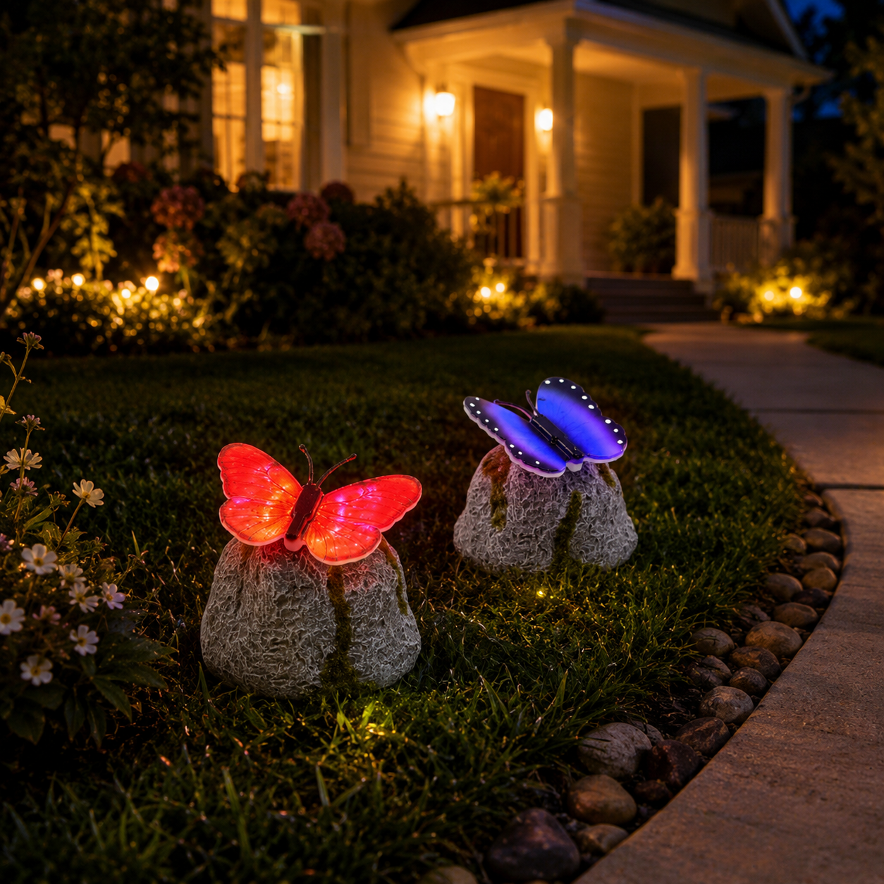 Glowing Butterfly Solar Rock Light for Garden Pathway Decor