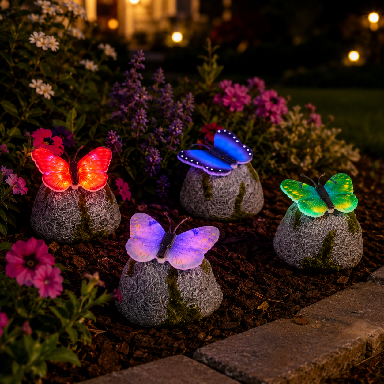 Glowing Butterfly Solar Rock Light for Garden Pathway Decor