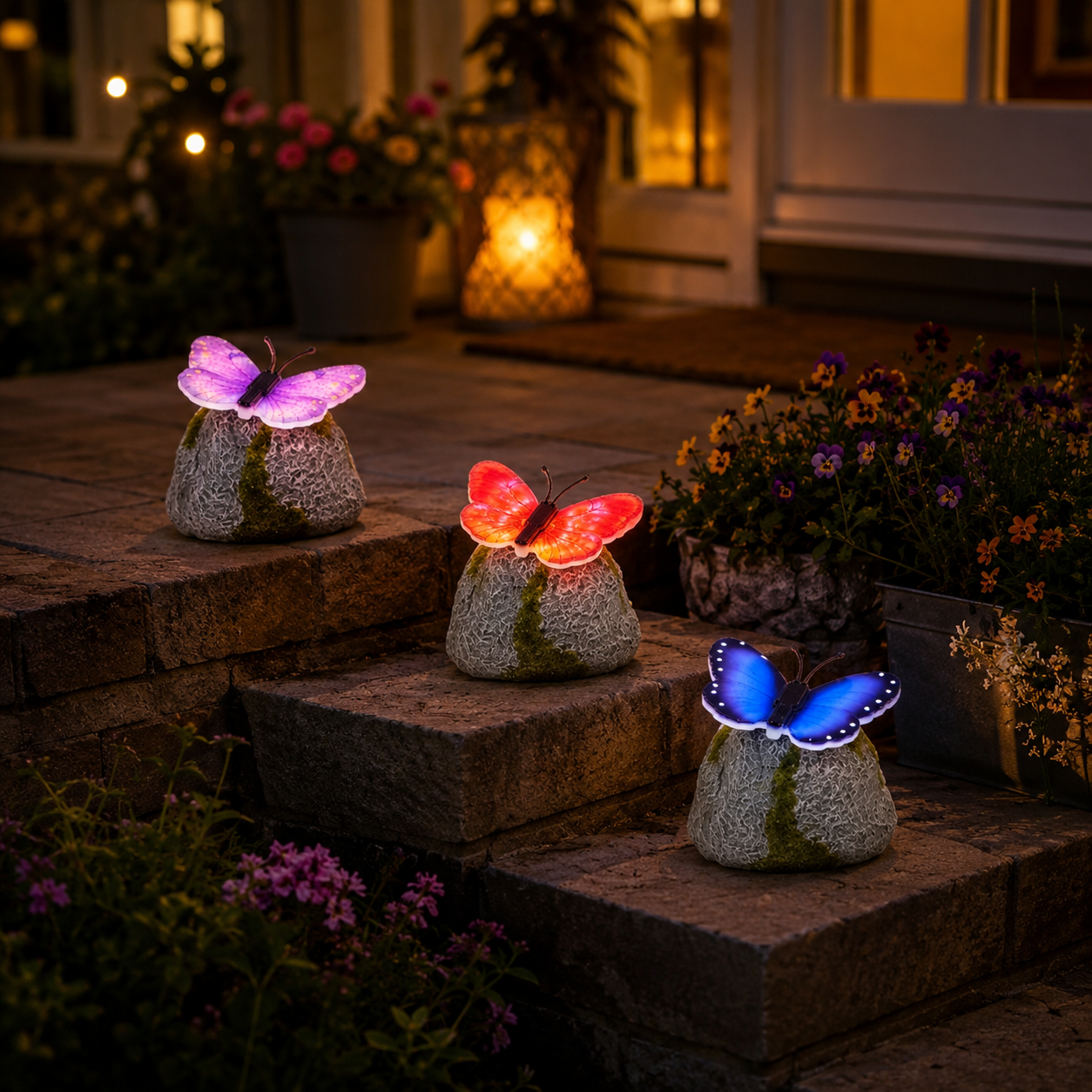 Glowing Butterfly Solar Rock Light for Garden Pathway Decor