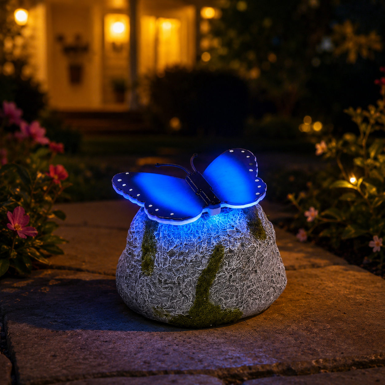 Glowing Butterfly Solar Rock Light for Garden Pathway Decor