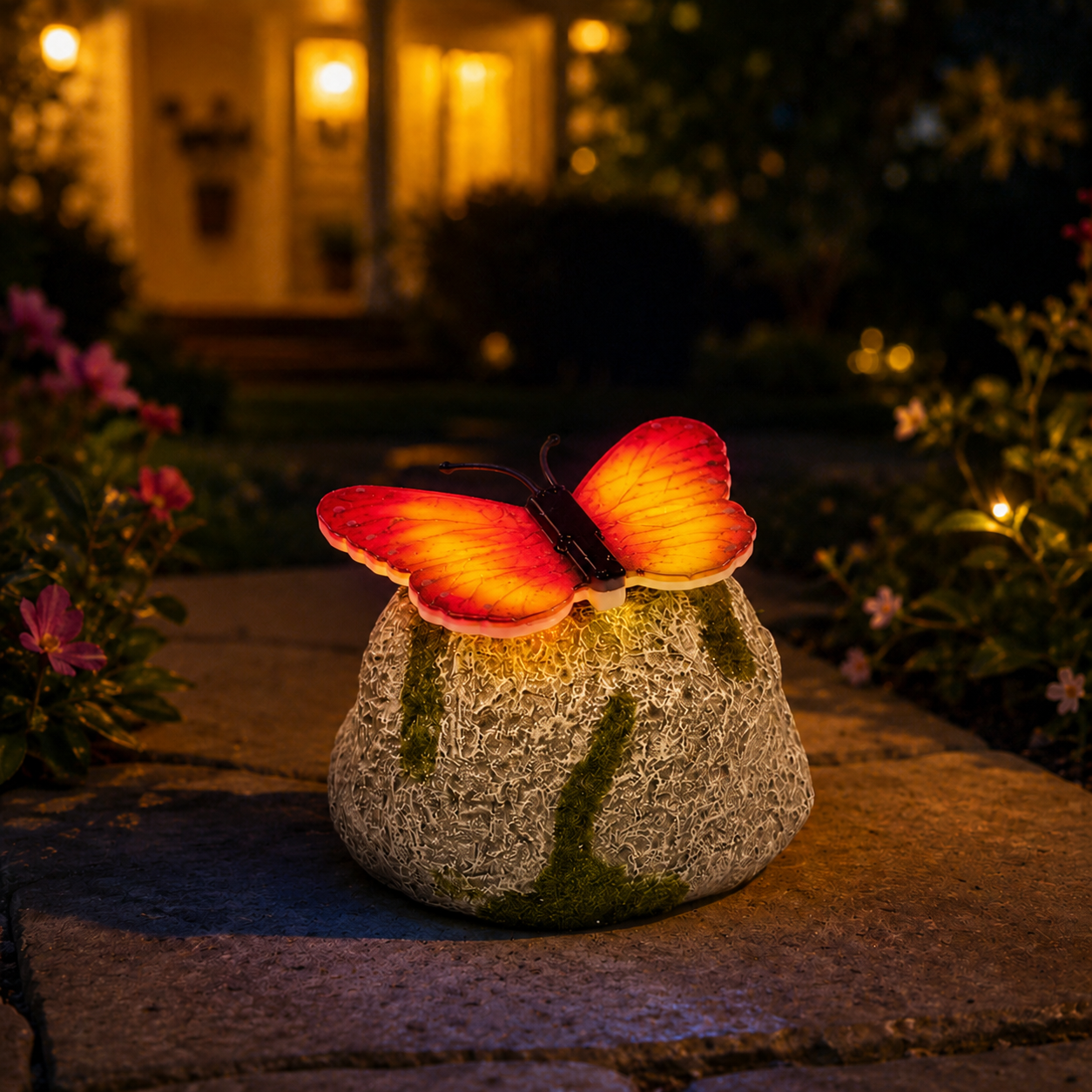 Glowing Butterfly Solar Rock Light for Garden Pathway Decor