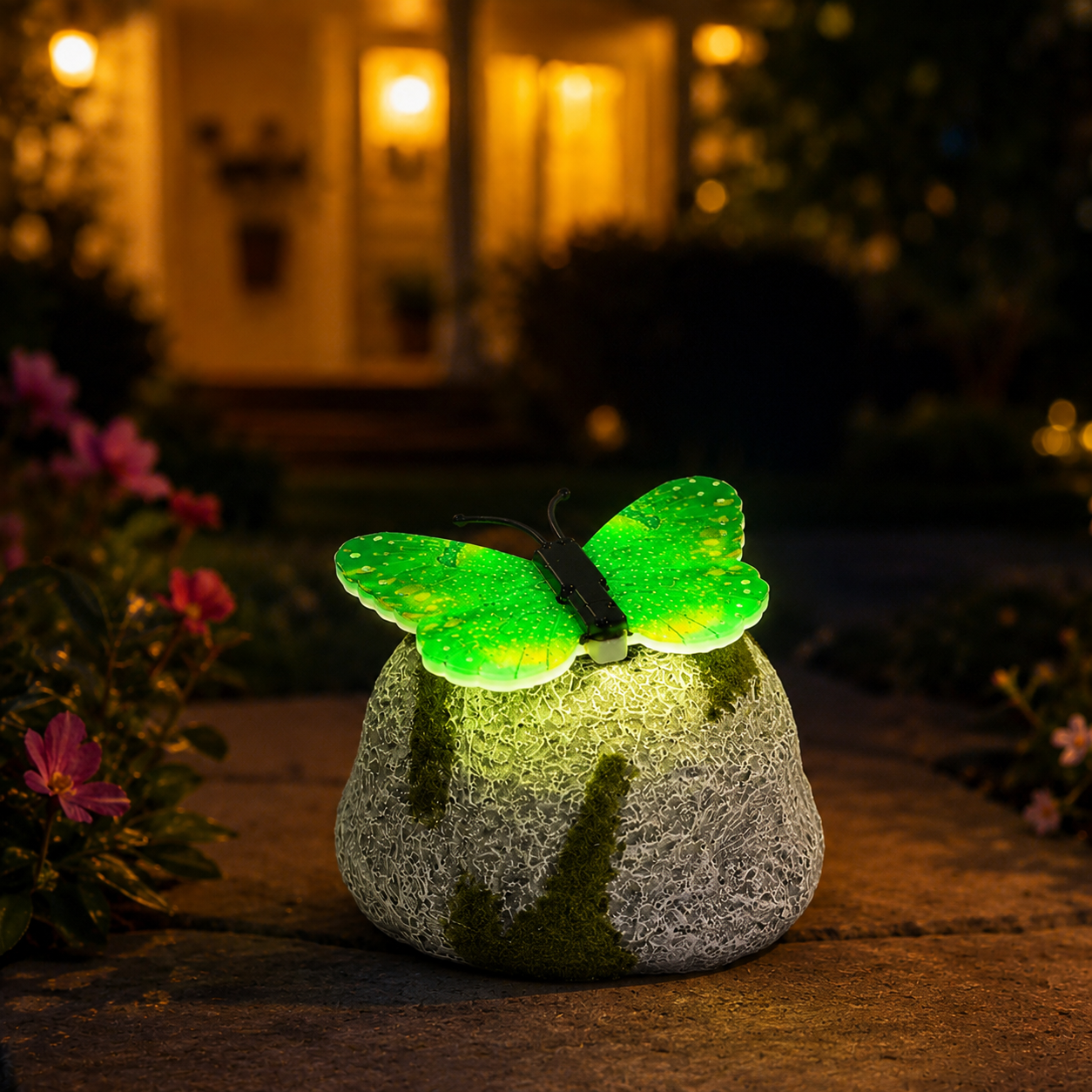 Glowing Butterfly Solar Rock Light for Garden Pathway Decor
