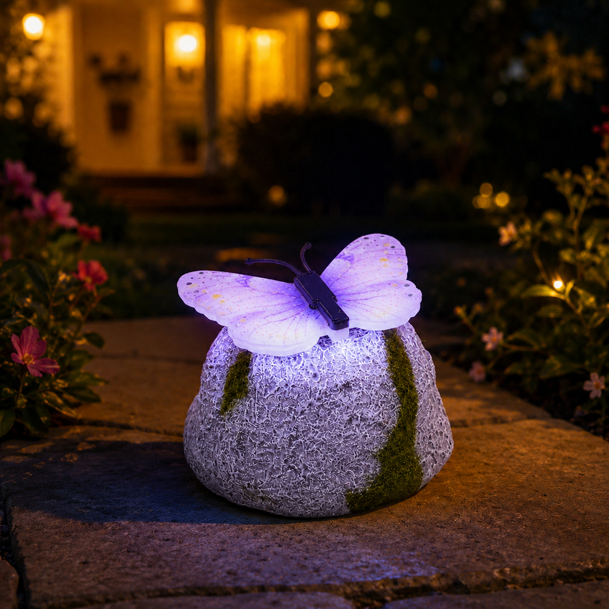 Glowing Butterfly Solar Rock Light for Garden Pathway Decor