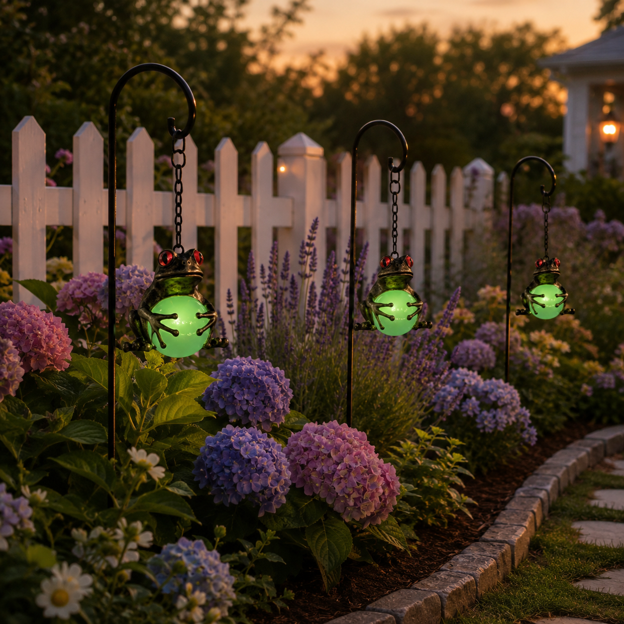 Glow-in-the-Dark Frog Hanging Garden Decor, Cute Frog with Glowing Ball for Patio, Balcony, Porch