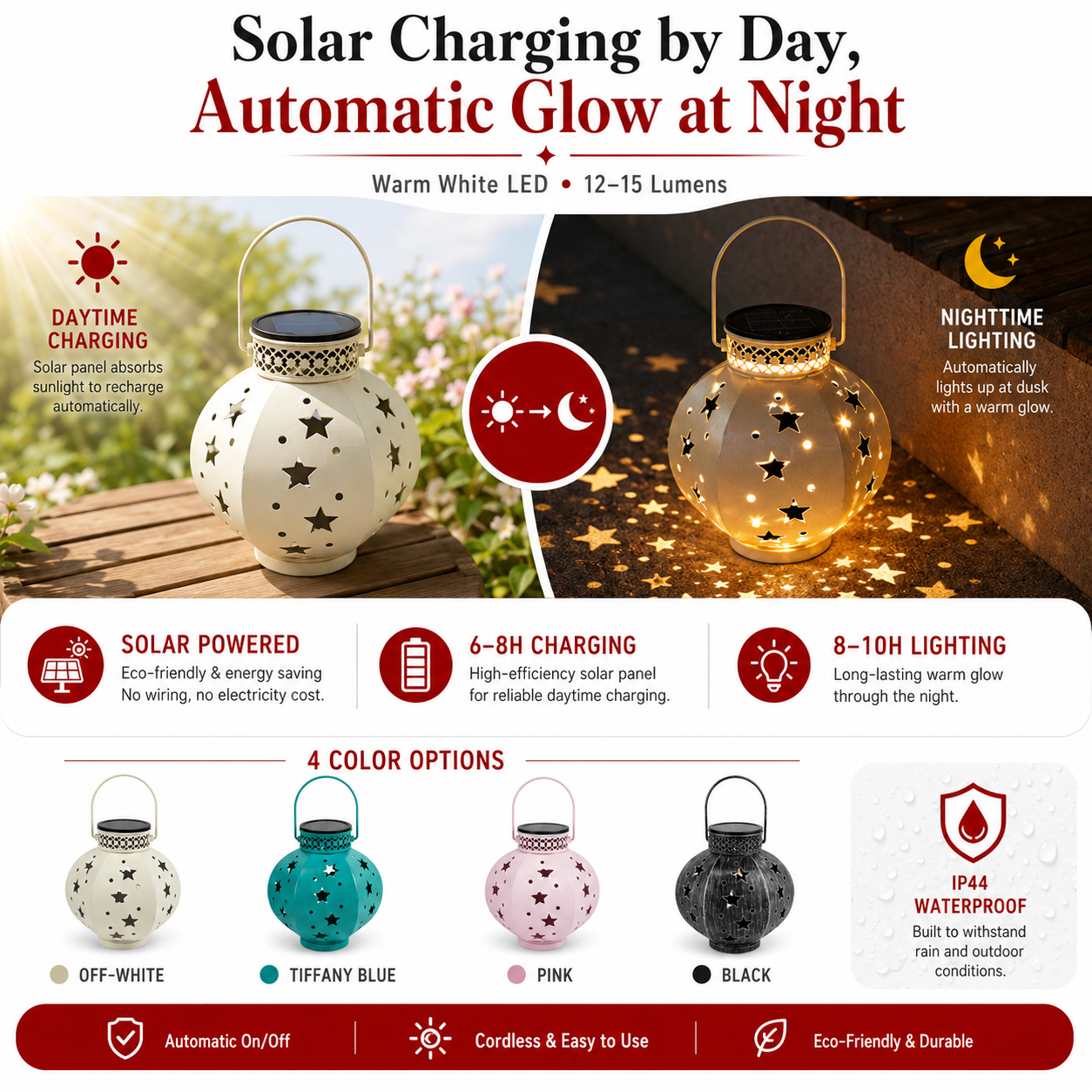 Solar-Powered Star Lantern – Outdoor Decorative LED Lantern for Garden, Patio, Pathway
