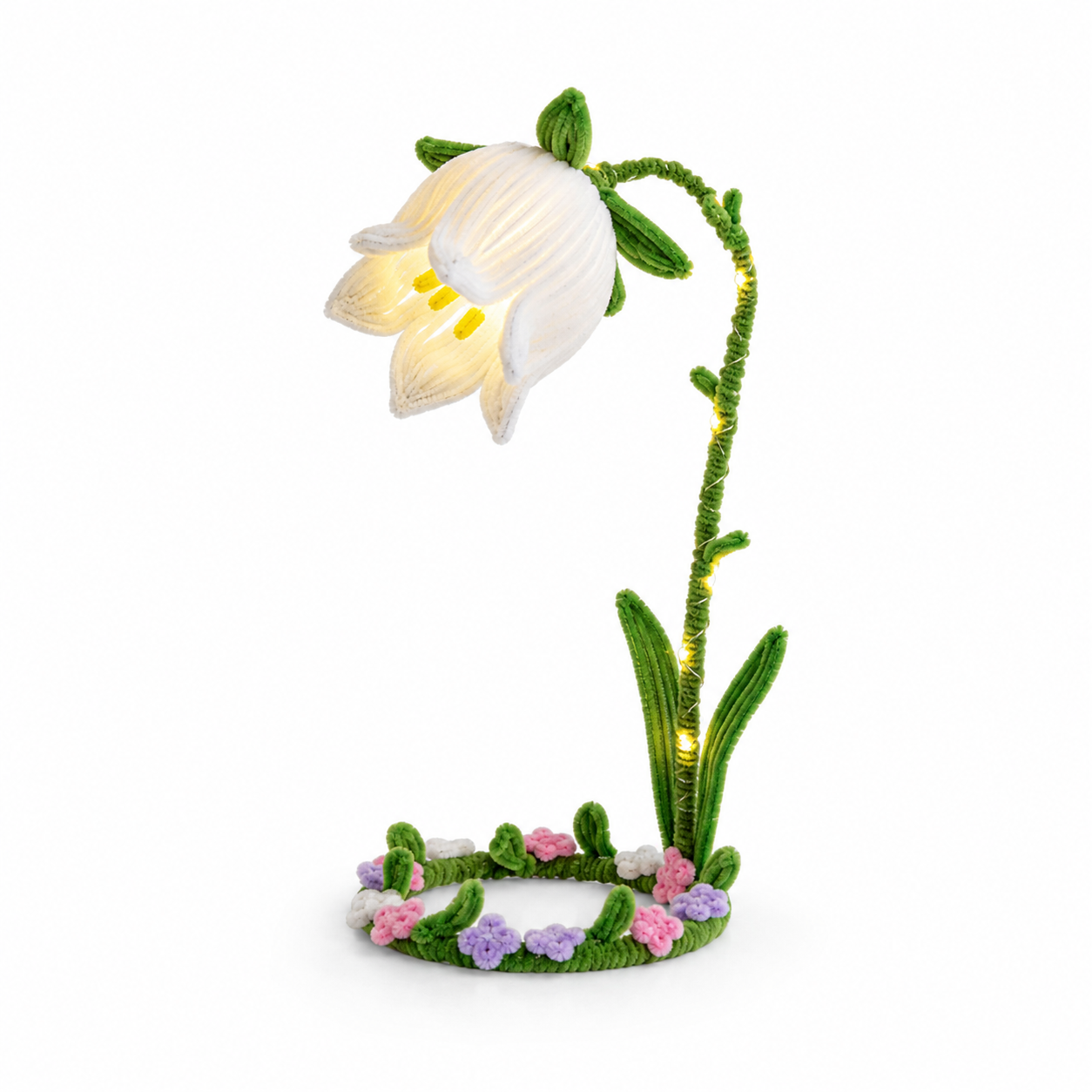 Handmade Glowing Bell Flower Lamp, Cute Floral Night Light for Bedroom Decor