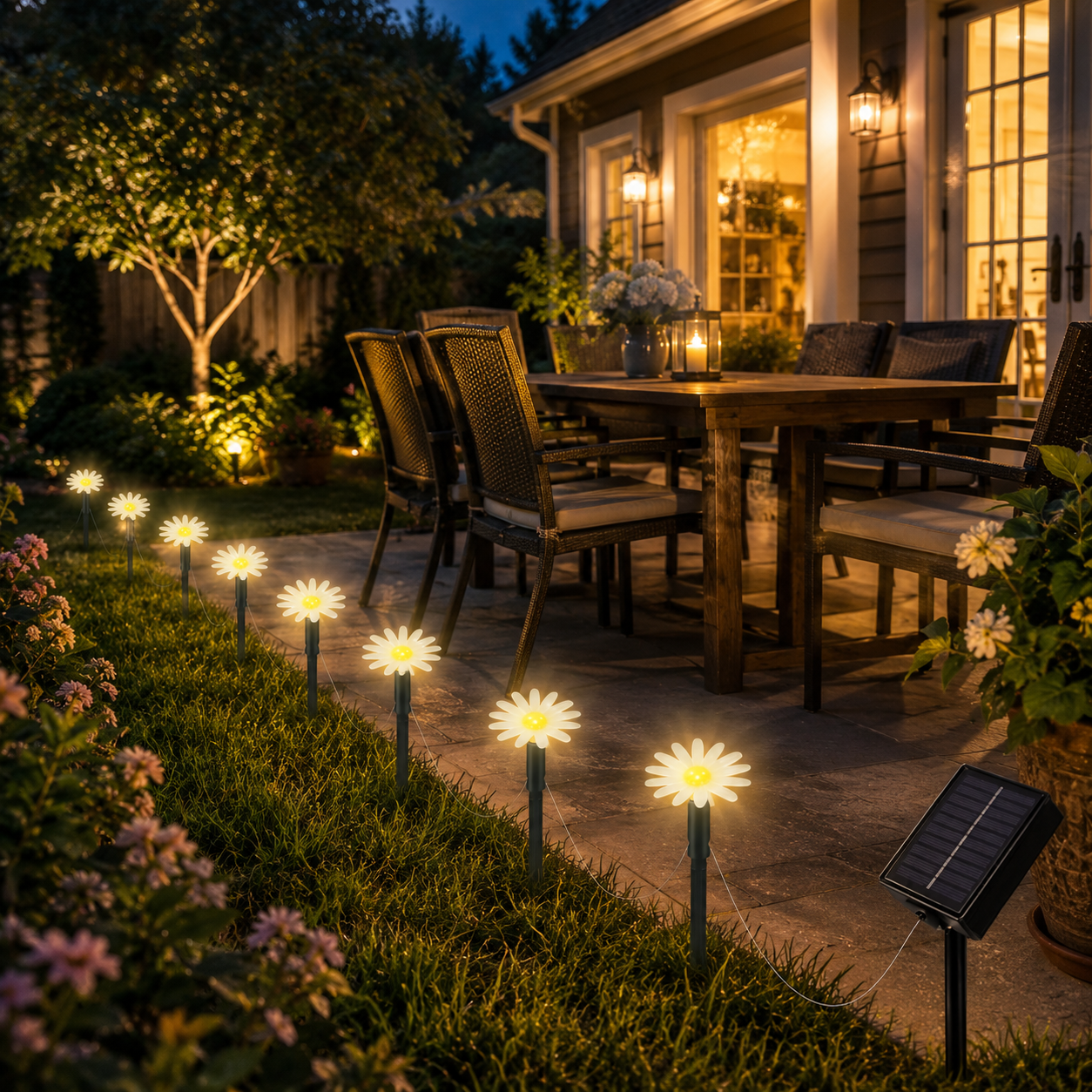 Twilight Daisy Glow – Secret Garden Solar Lights for Magical Summer Nights