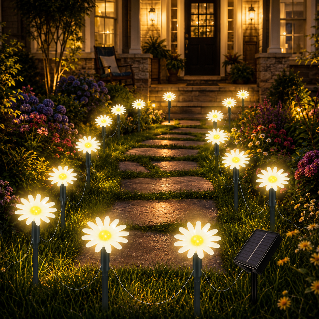 Twilight Daisy Glow – Secret Garden Solar Lights for Magical Summer Nights