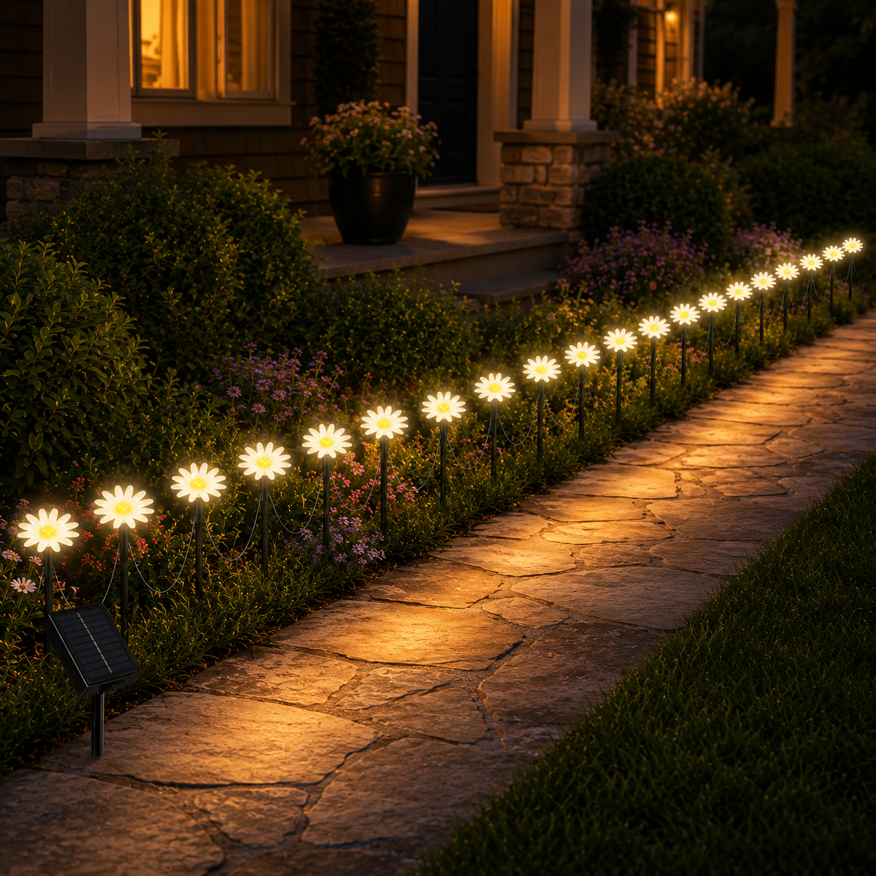 Twilight Daisy Glow – Secret Garden Solar Lights for Magical Summer Nights