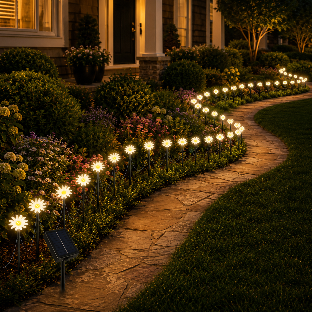 Twilight Daisy Glow – Secret Garden Solar Lights for Magical Summer Nights
