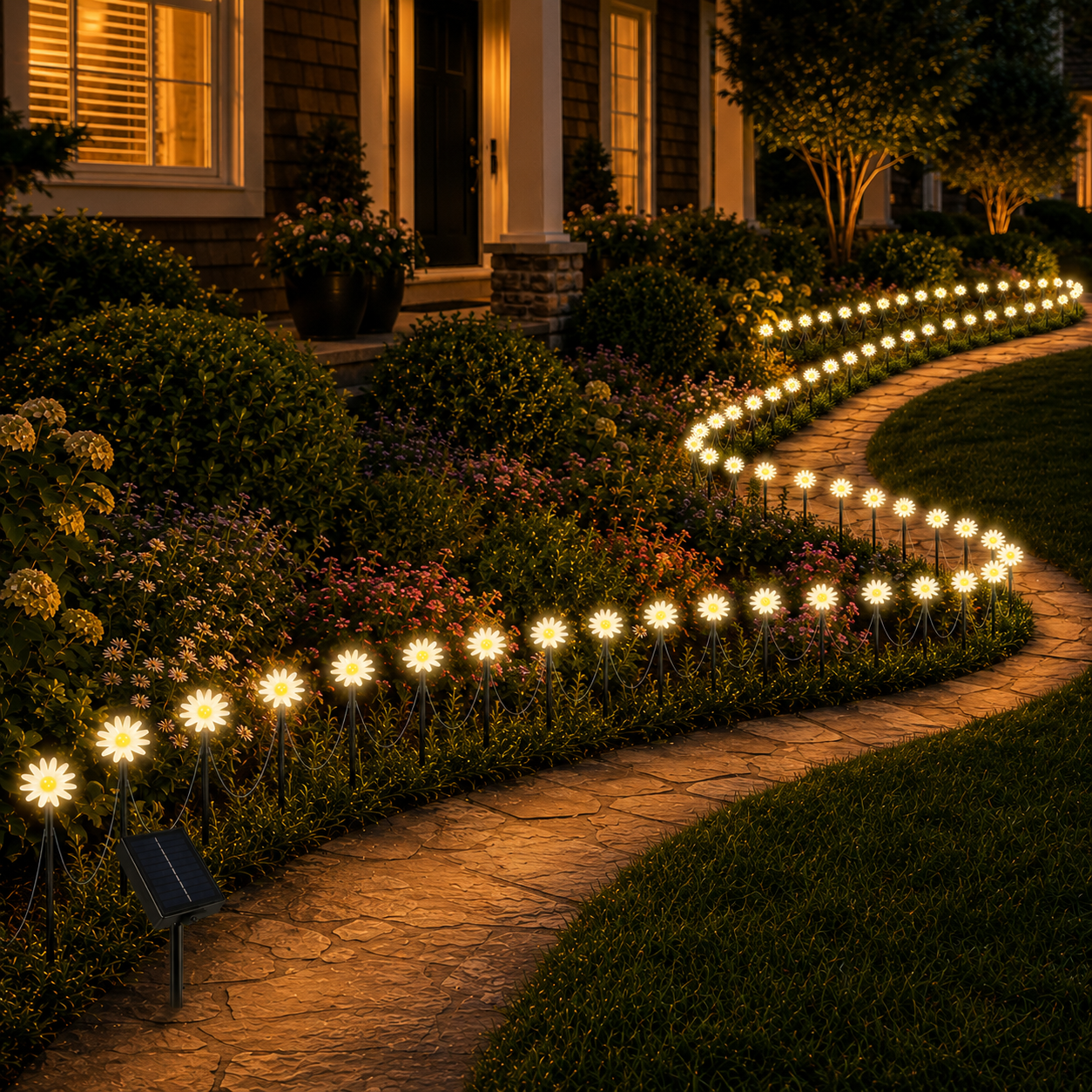 Twilight Daisy Glow – Secret Garden Solar Lights for Magical Summer Nights