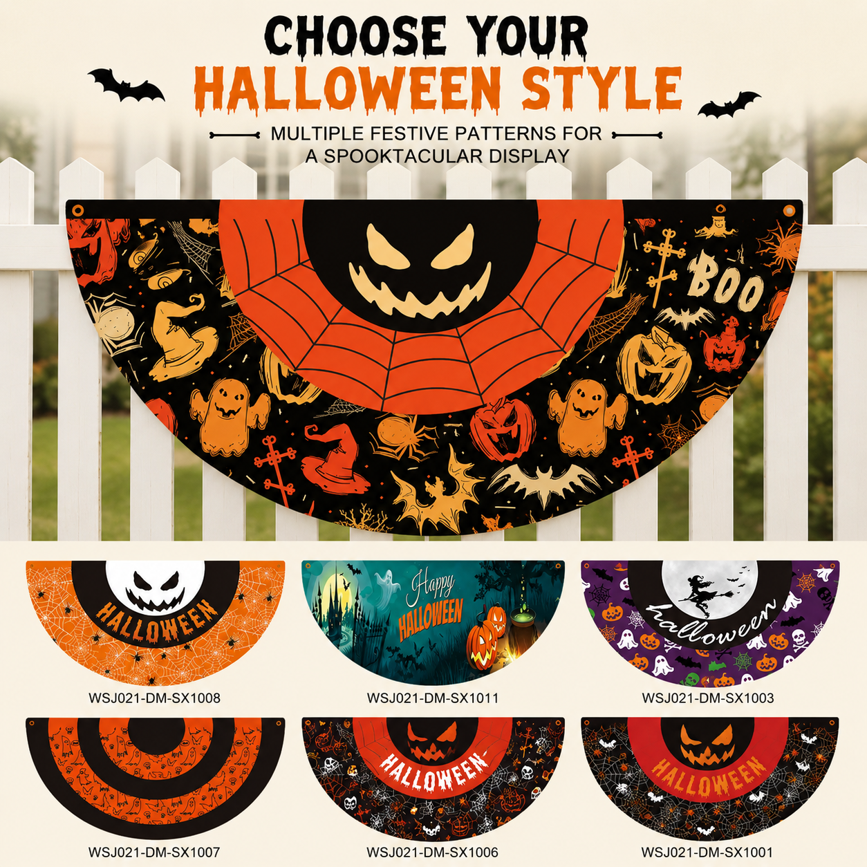 Halloween Fan-Shaped Porch Banner