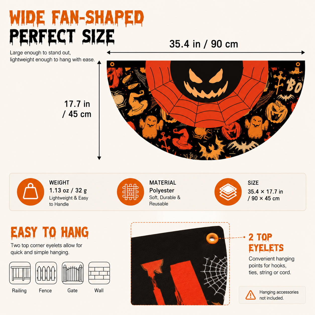 Halloween Fan-Shaped Porch Banner