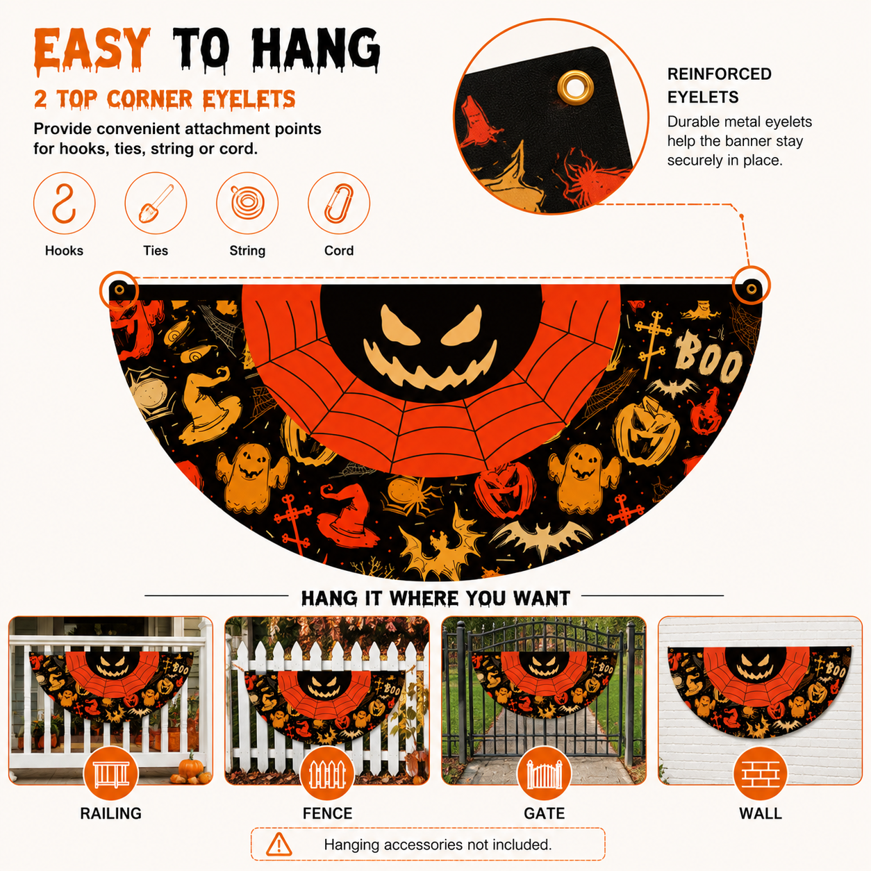 Halloween Fan-Shaped Porch Banner