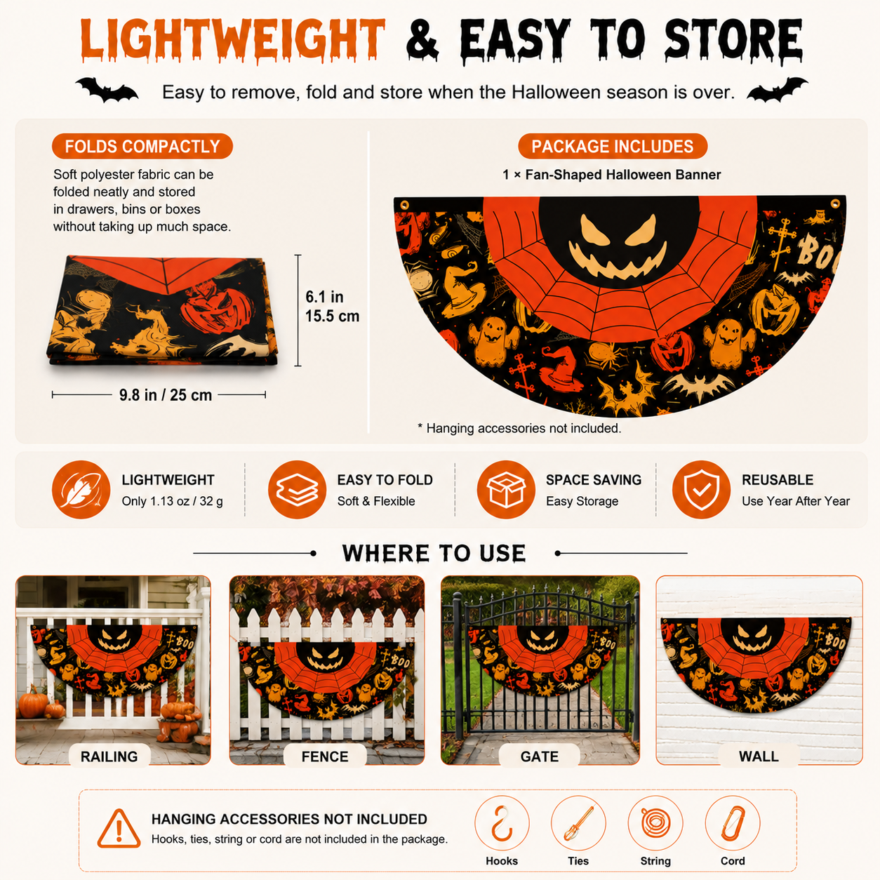 Halloween Fan-Shaped Porch Banner