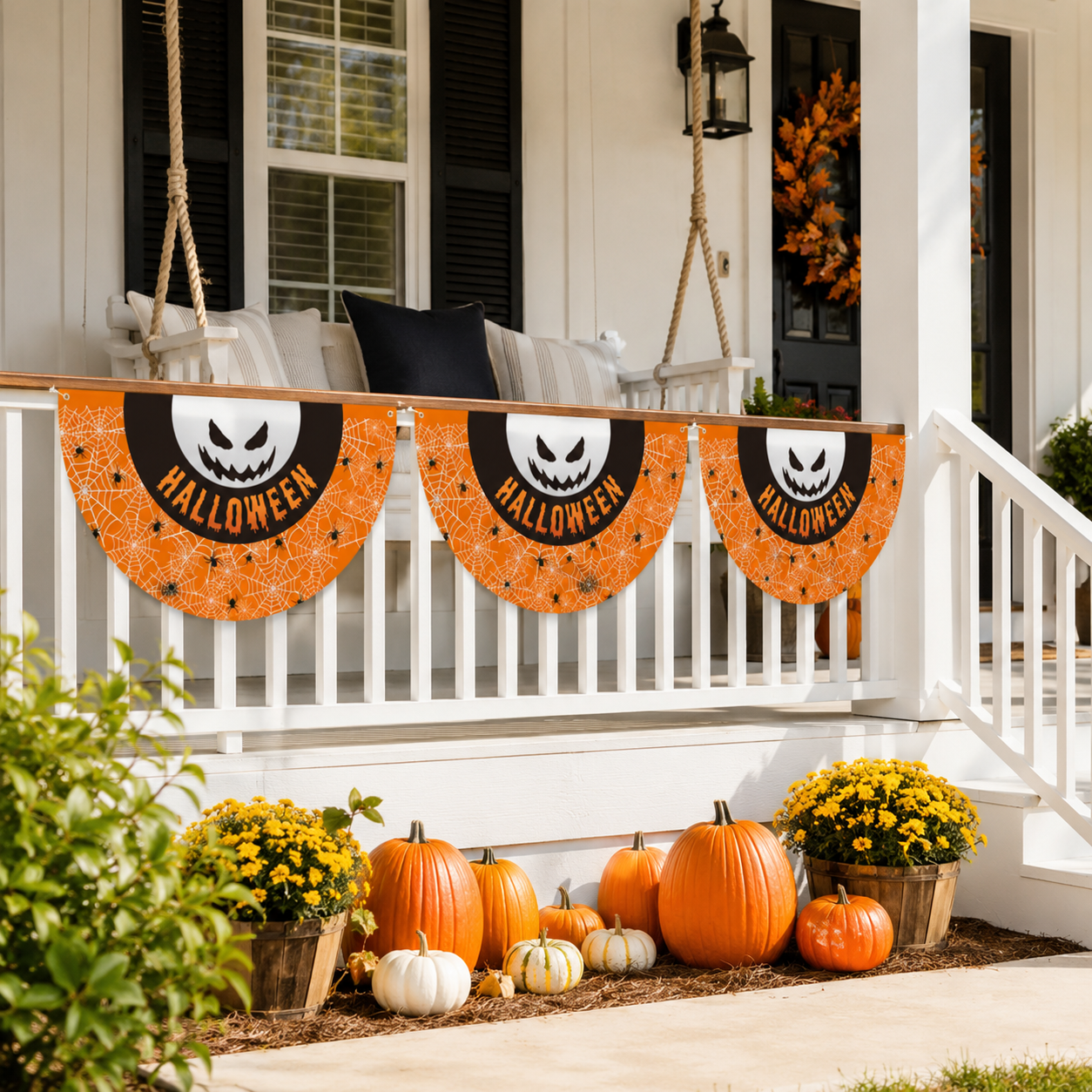 Halloween Fan-Shaped Porch Banner