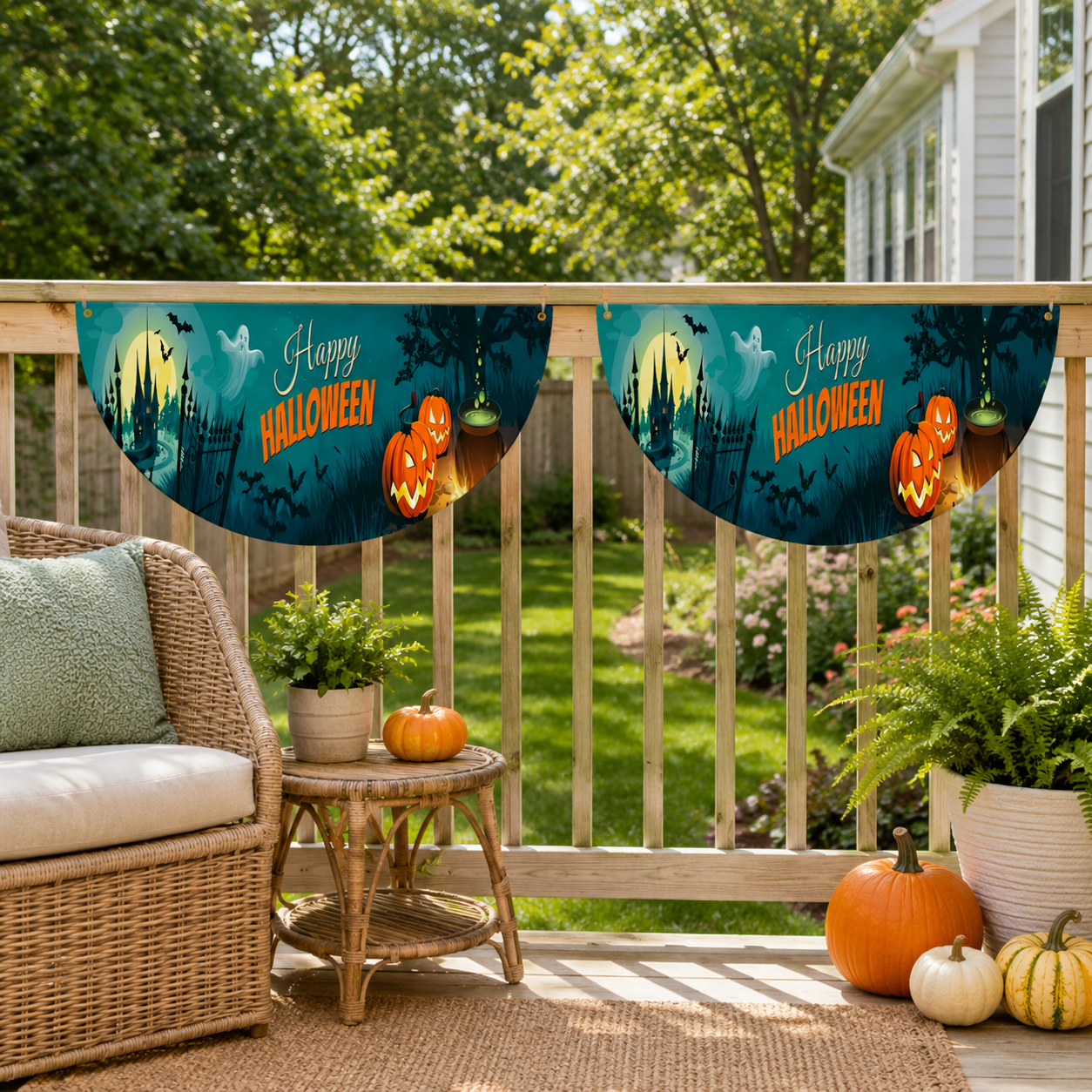 Halloween Fan-Shaped Porch Banner