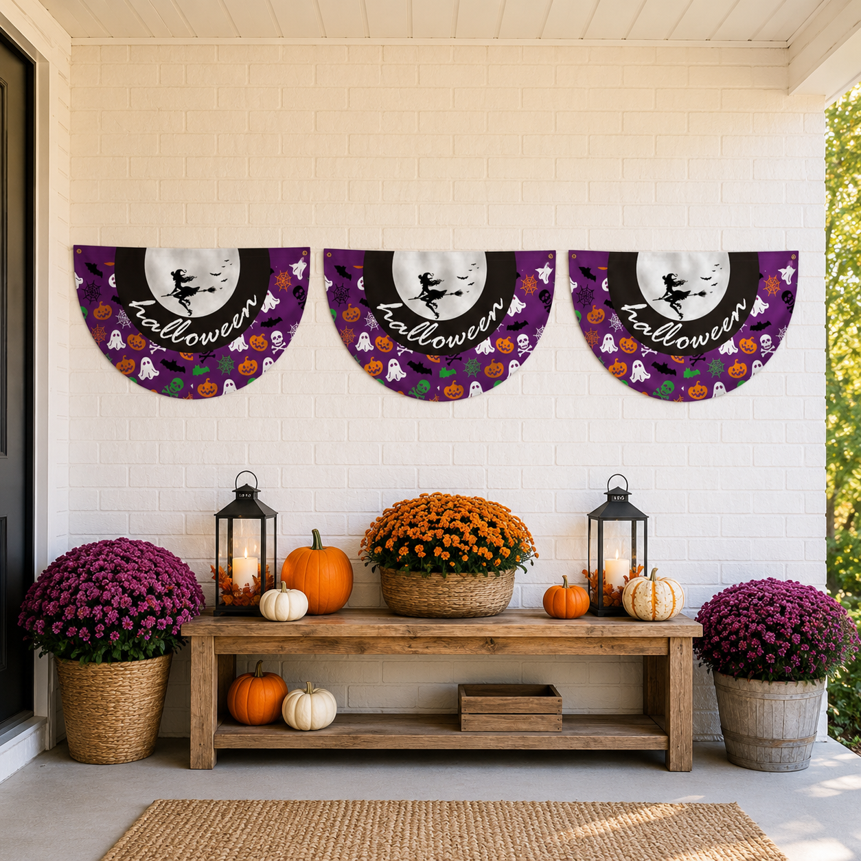 Halloween Fan-Shaped Porch Banner