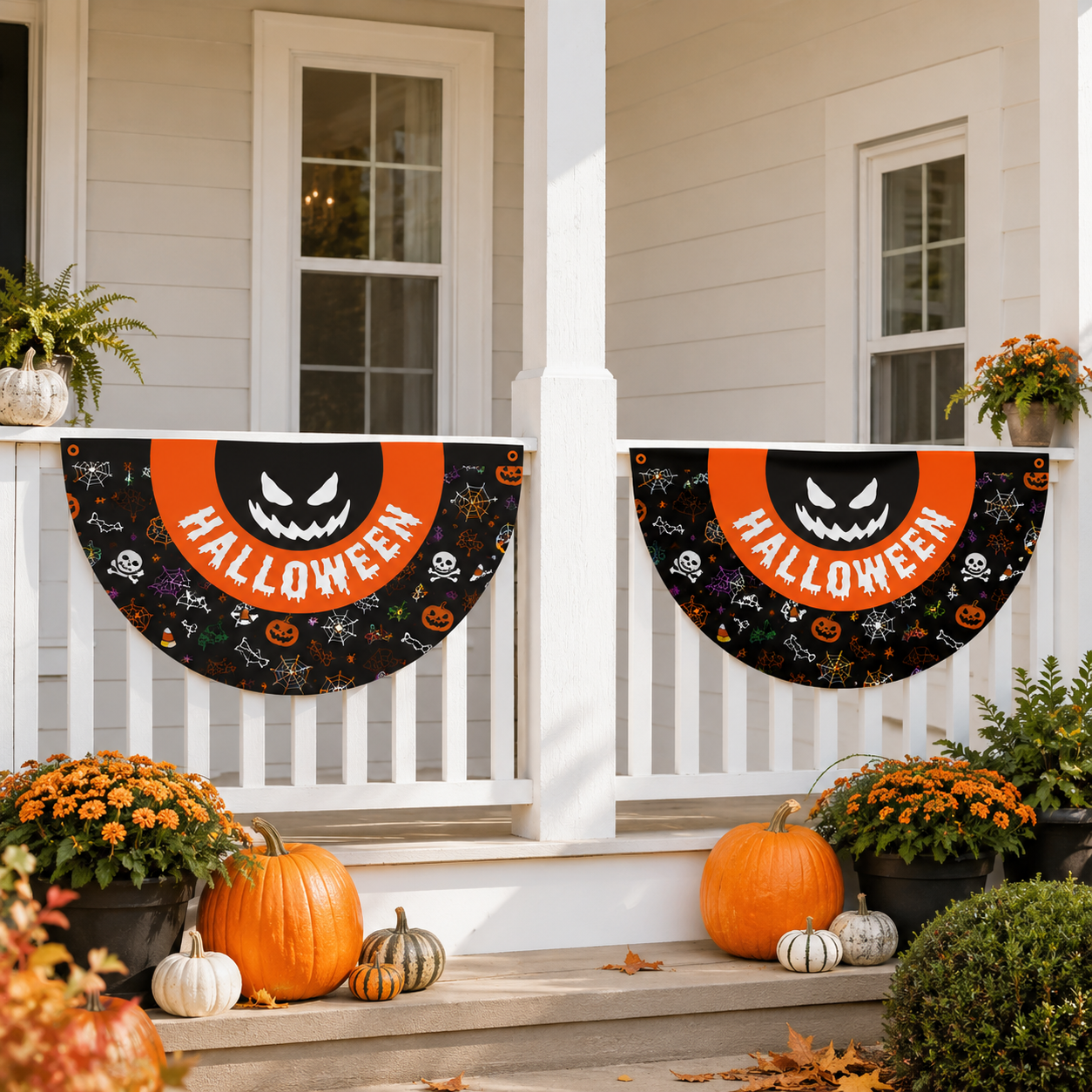 Halloween Fan-Shaped Porch Banner