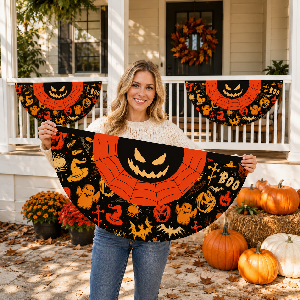 Halloween Fan-Shaped Porch Banner