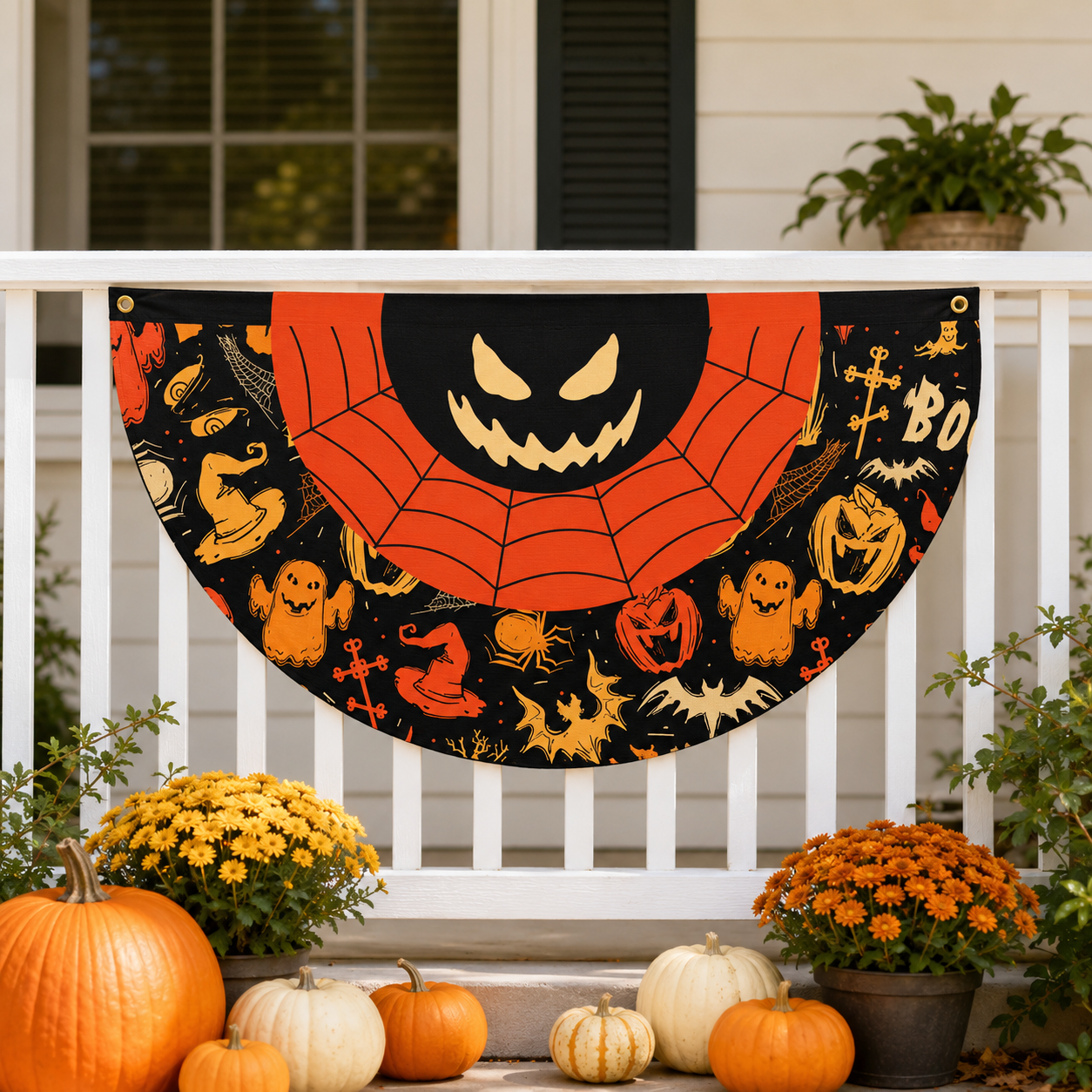 Halloween Fan-Shaped Porch Banner