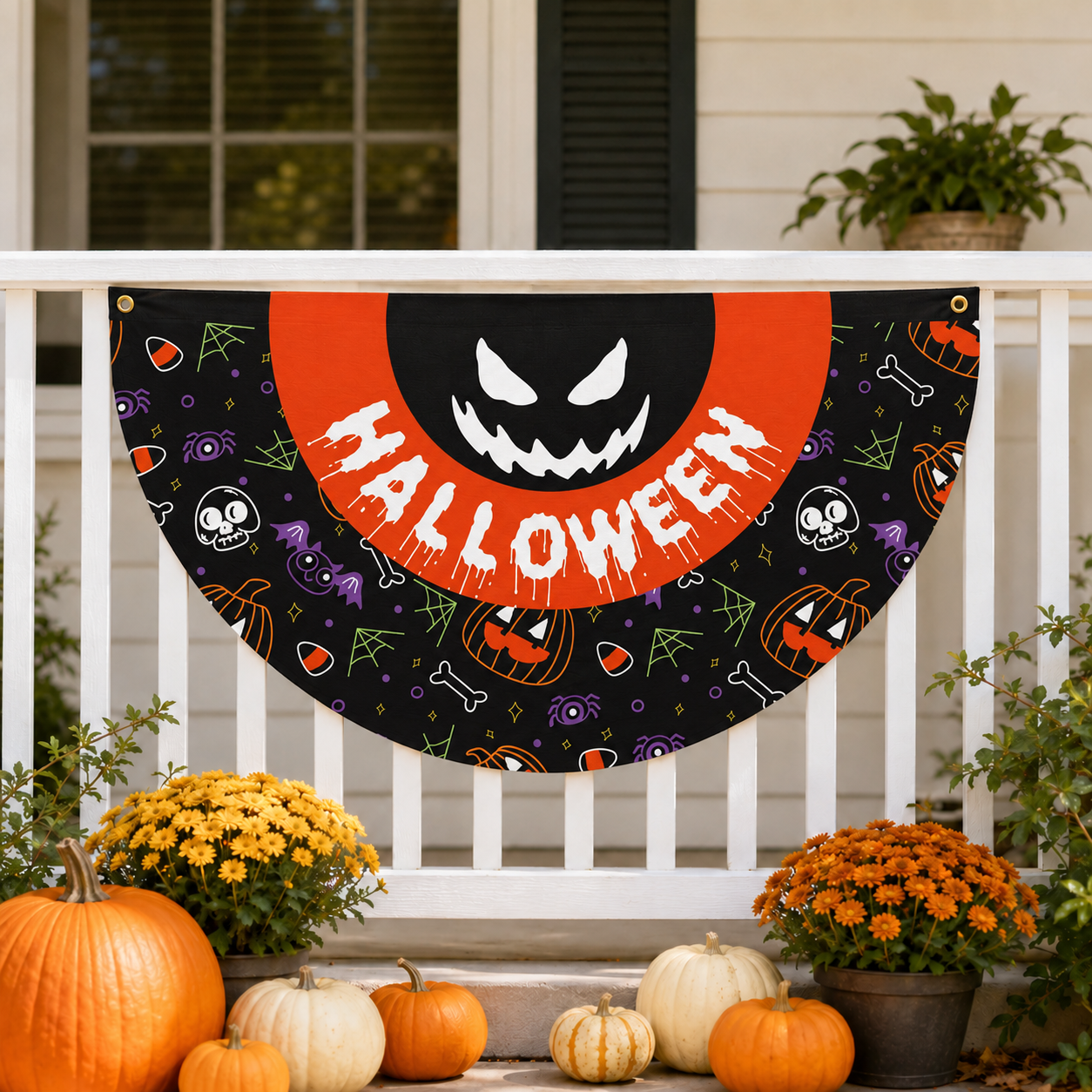 Halloween Fan-Shaped Porch Banner