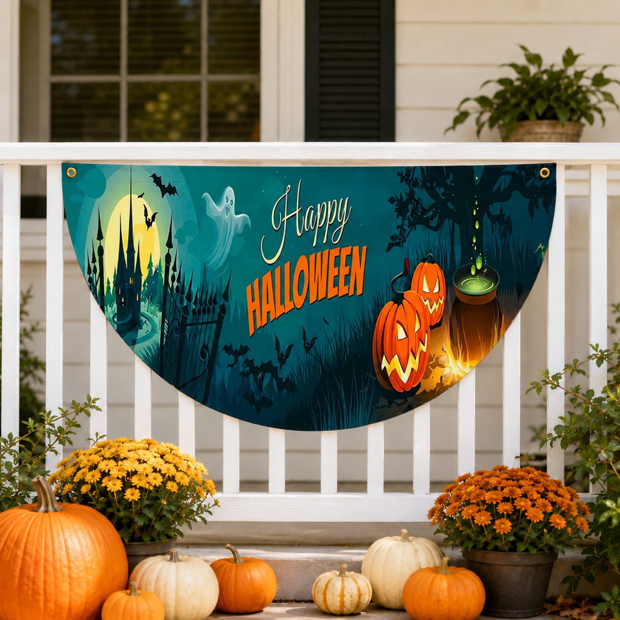 Halloween Fan-Shaped Porch Banner