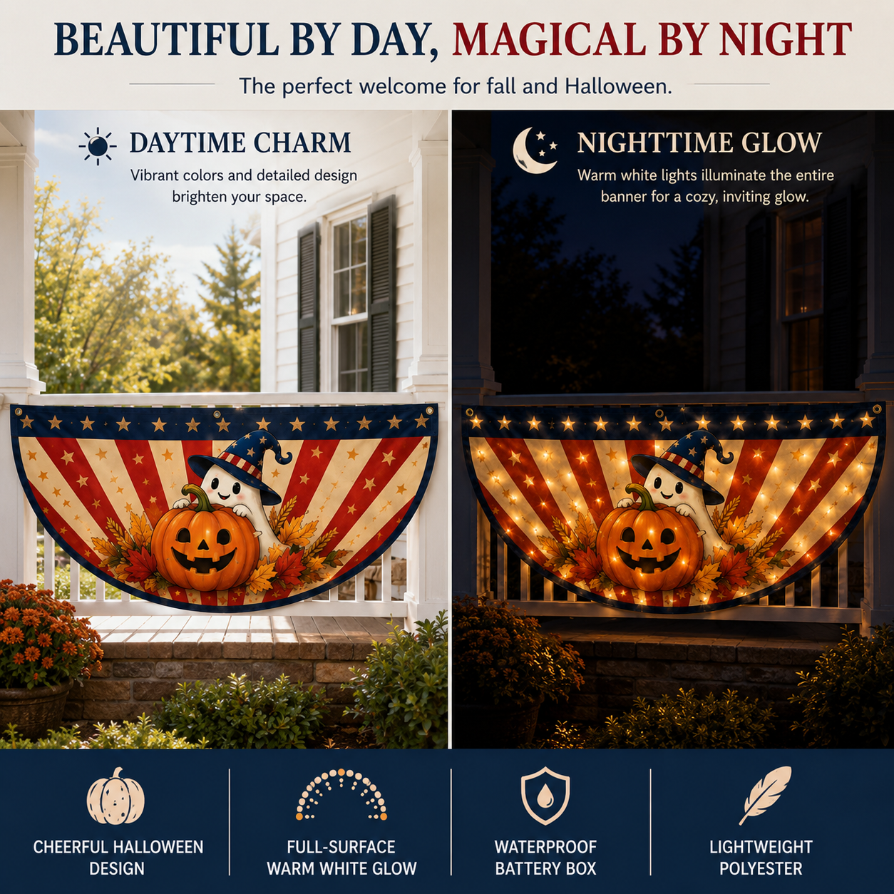 Lighted Halloween Patriotic Fan Banner